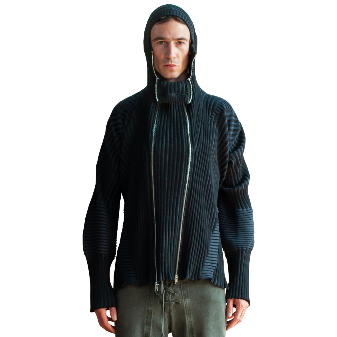 Healer knit zip jacket black and grey