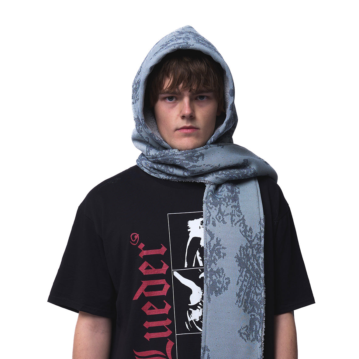 Jacquard hooded scarf