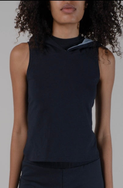 Jersey hood top (navy/grey)