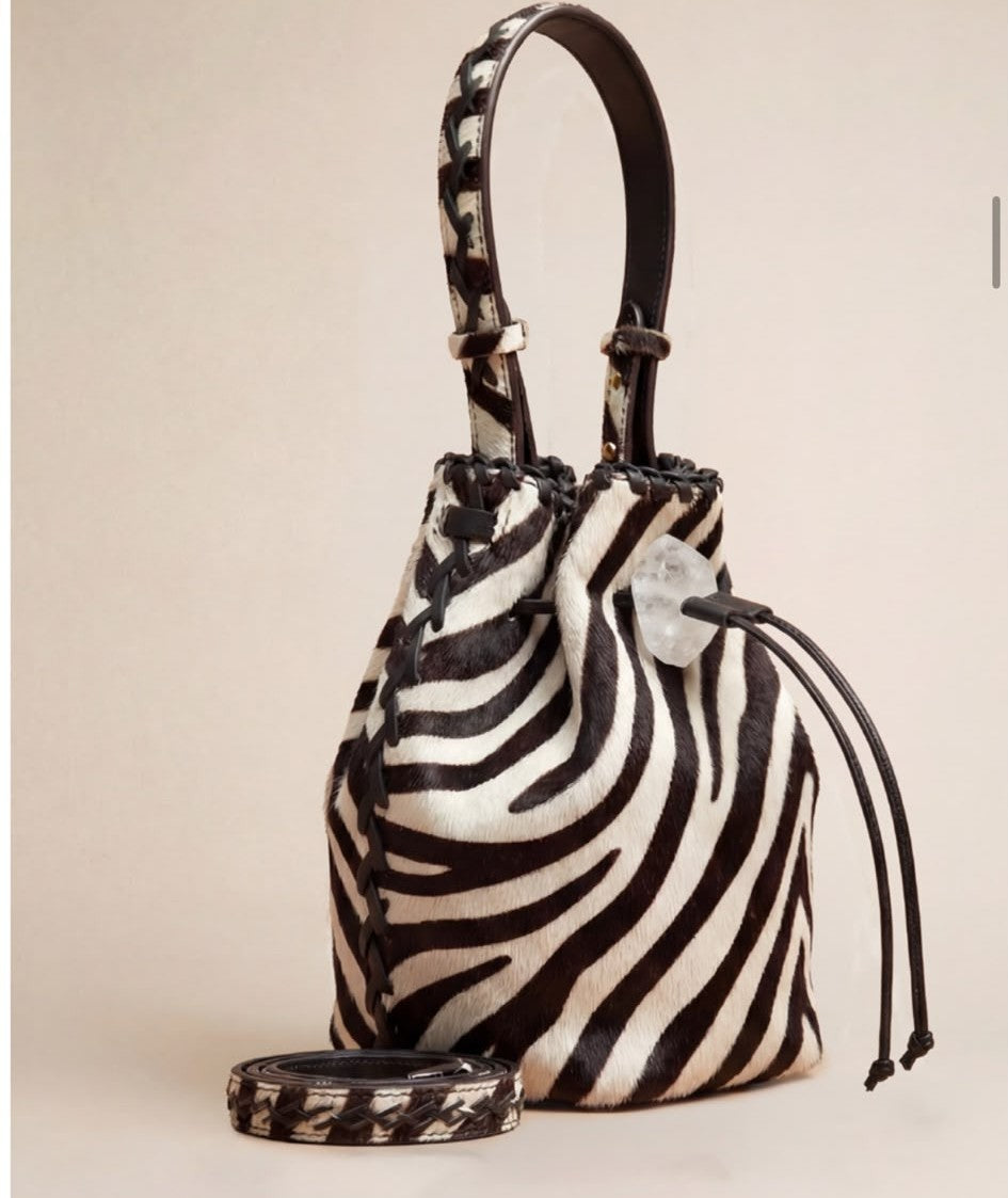 Iacobella nirmala pony hair bag - zebra