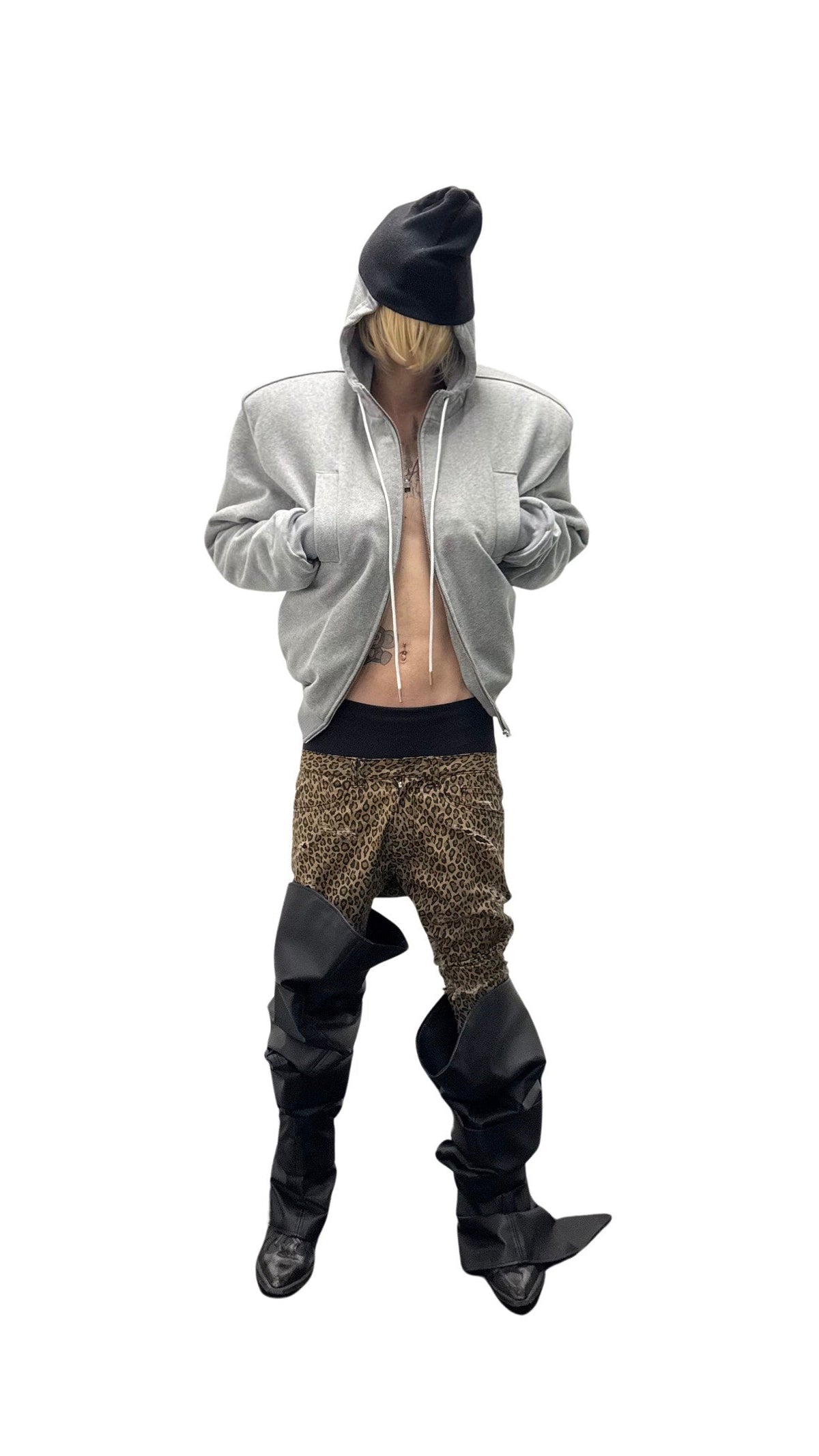 Double faced zip hoodie