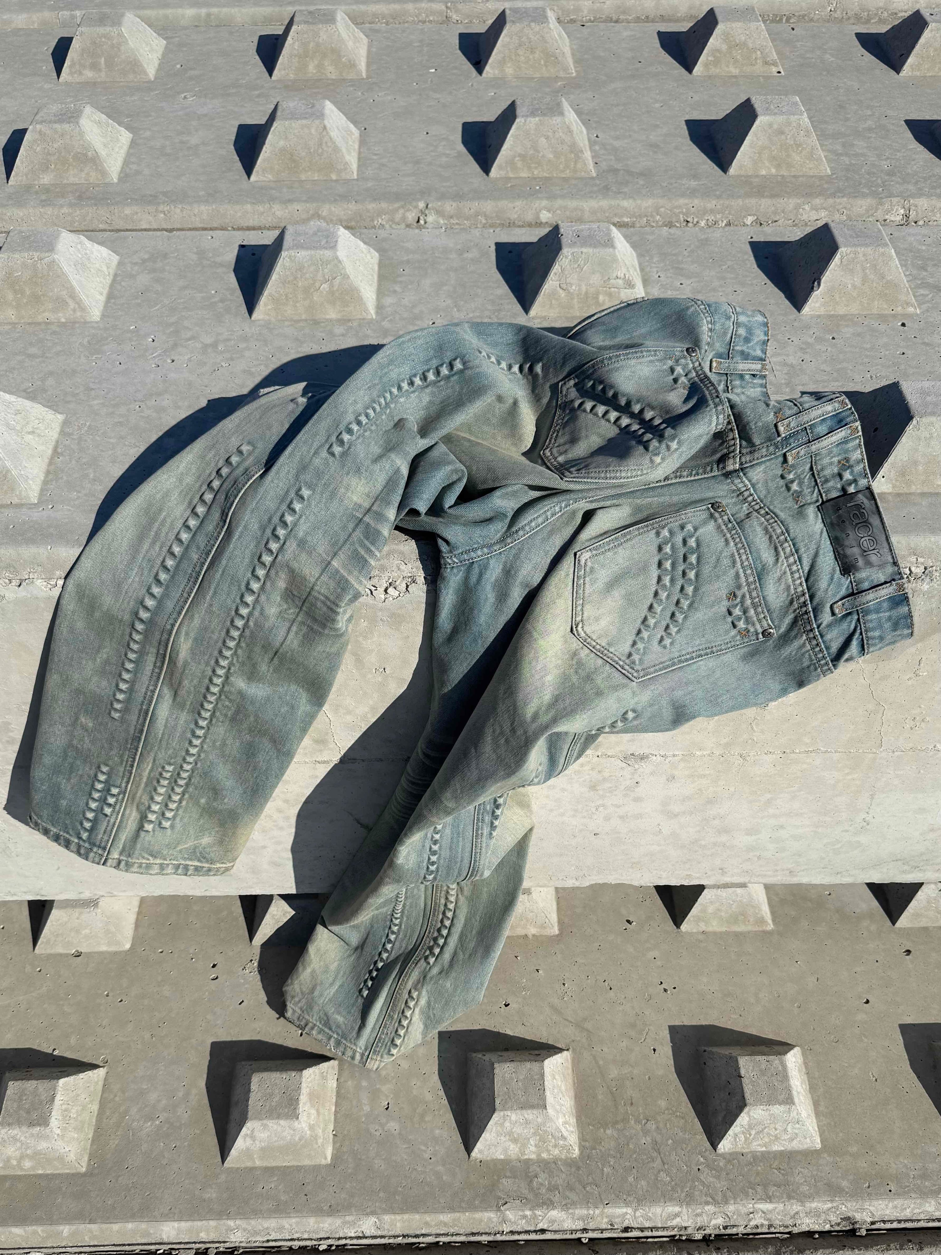 Pyramid embossed denim
