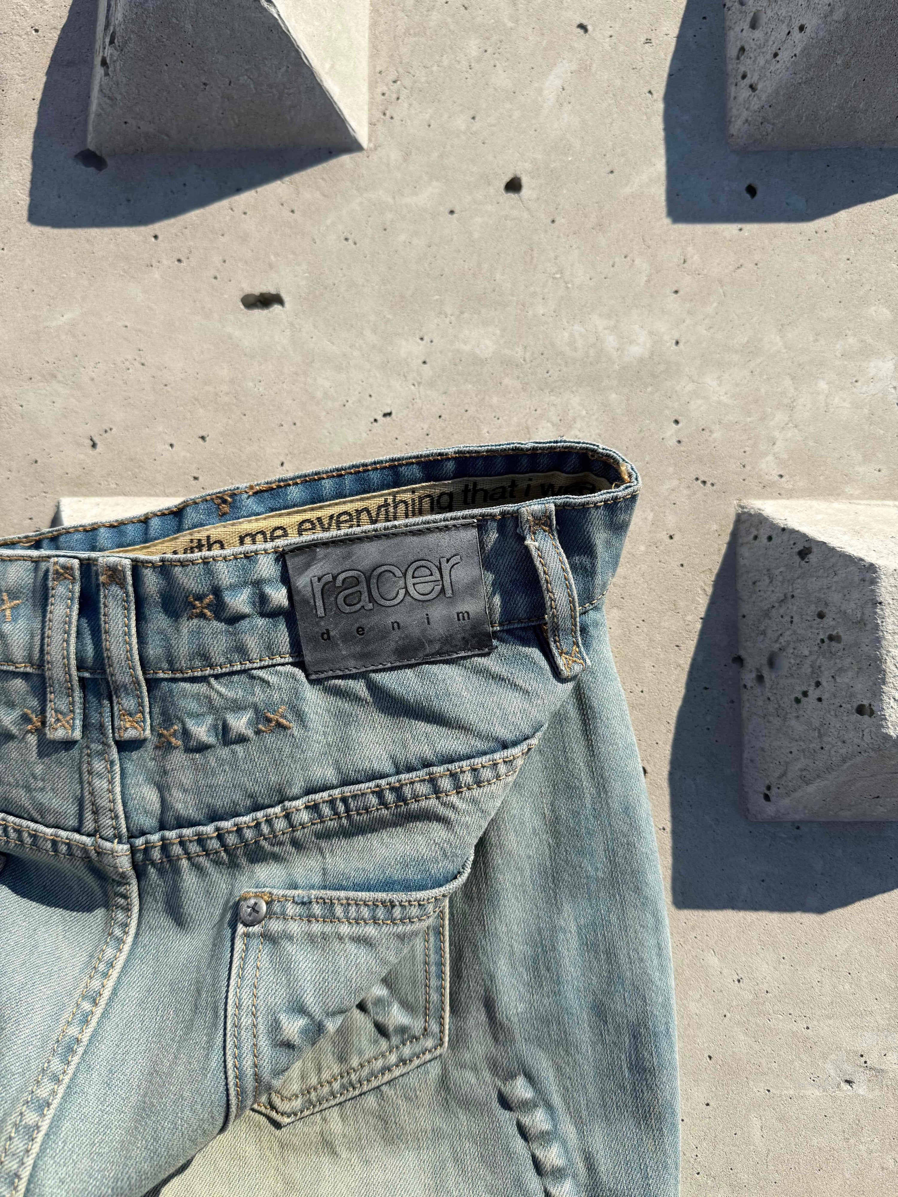 Pyramid embossed denim