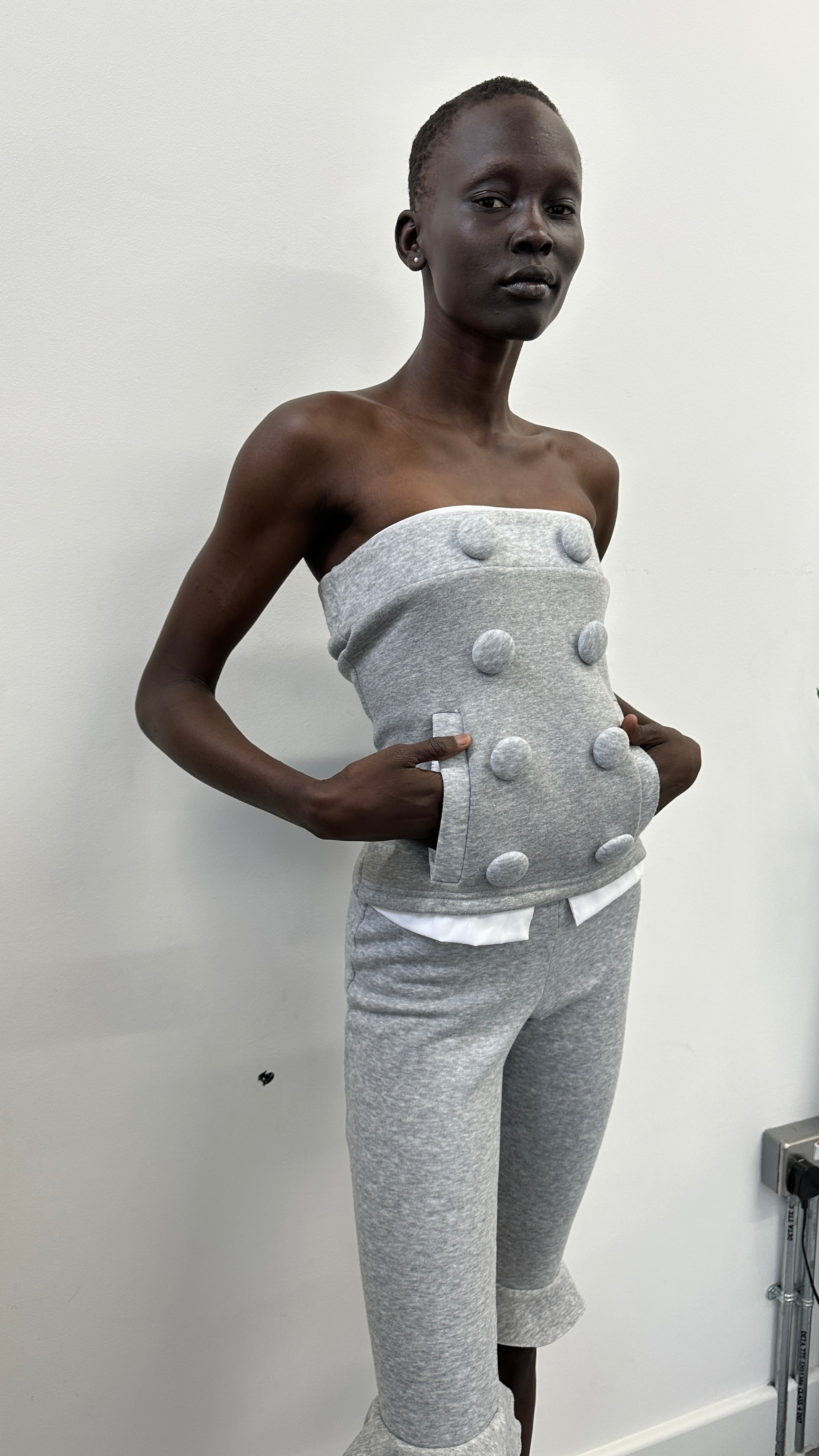 Grey jersey top