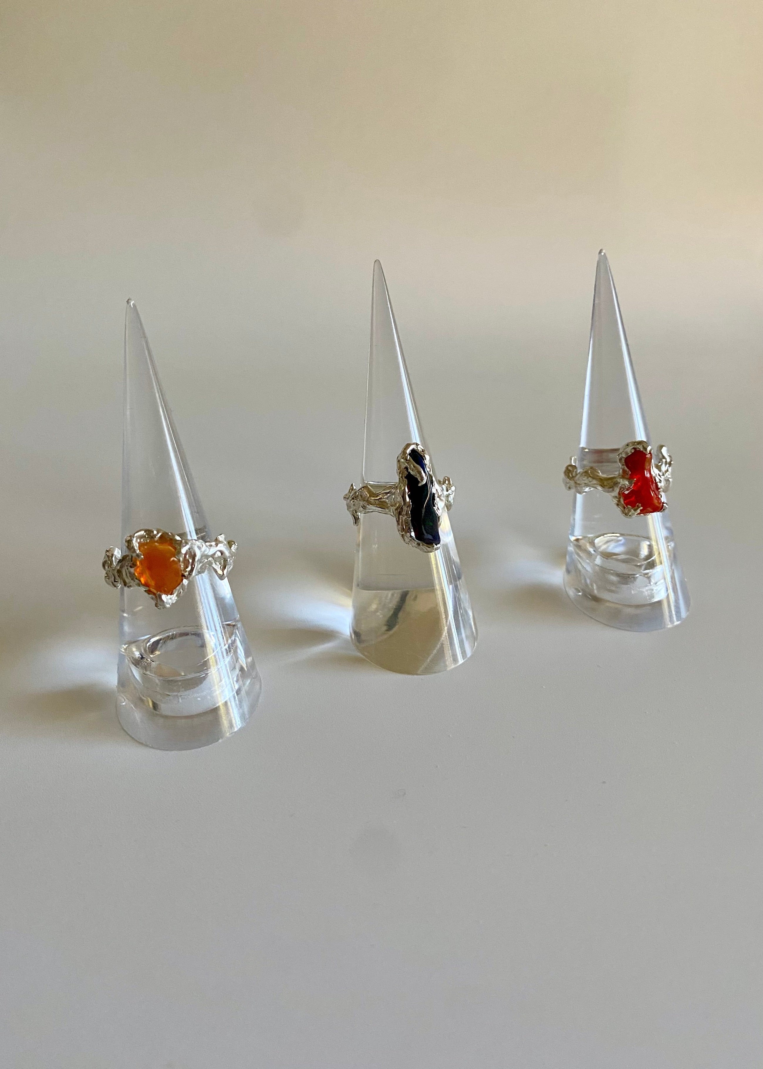 Ignite ring - mexican opal - orange/silver