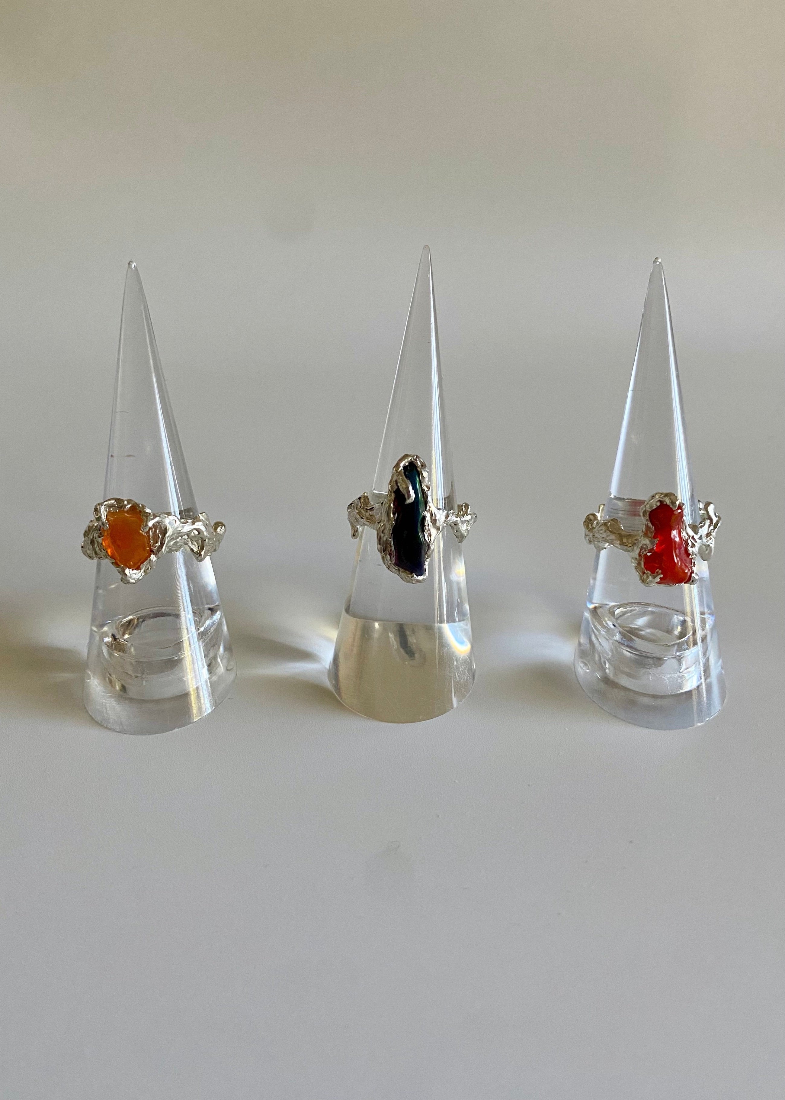 Ignite ring - mexican opal - orange/silver
