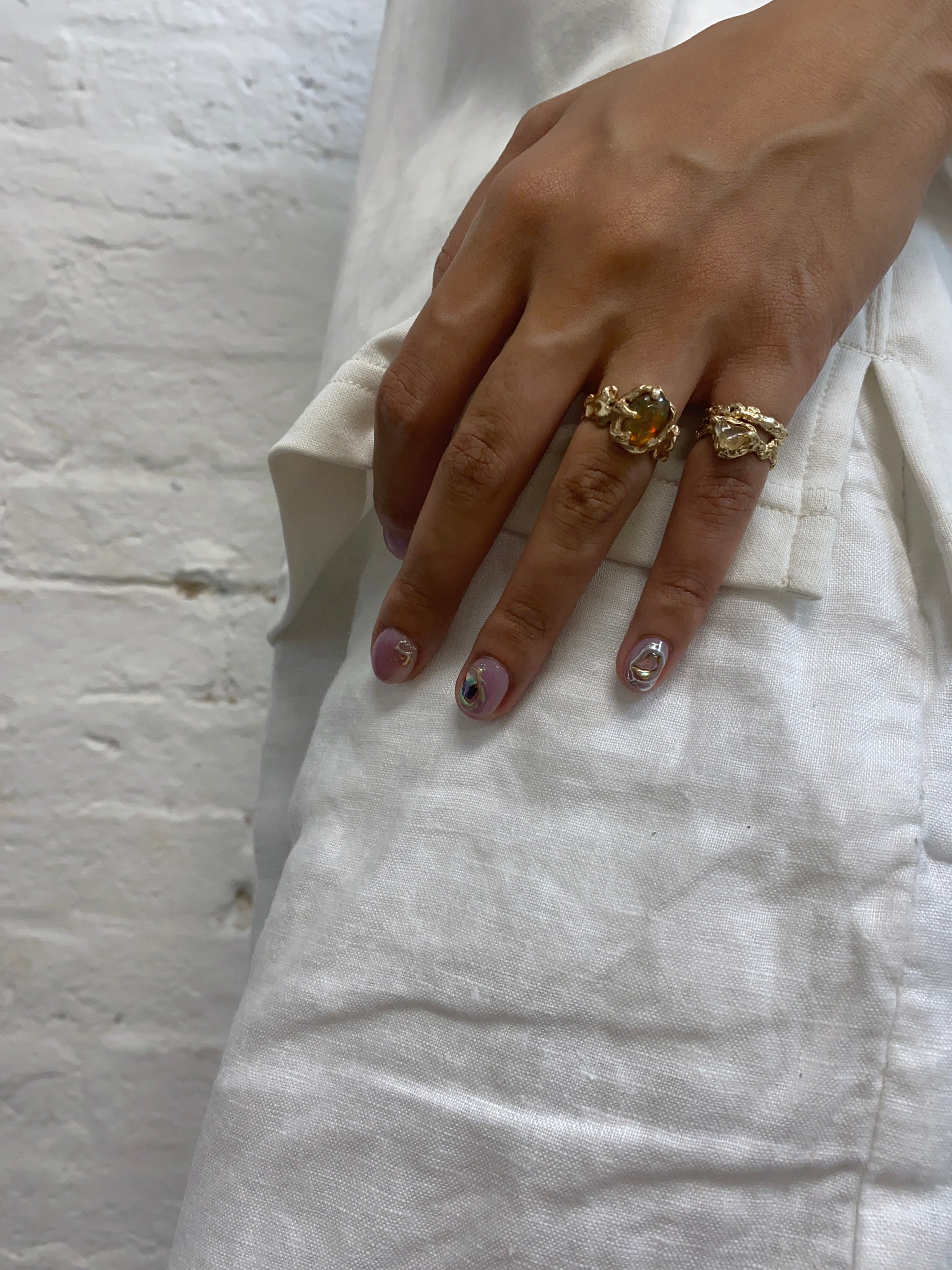Ignite ring - mexican opal - yellow/gold