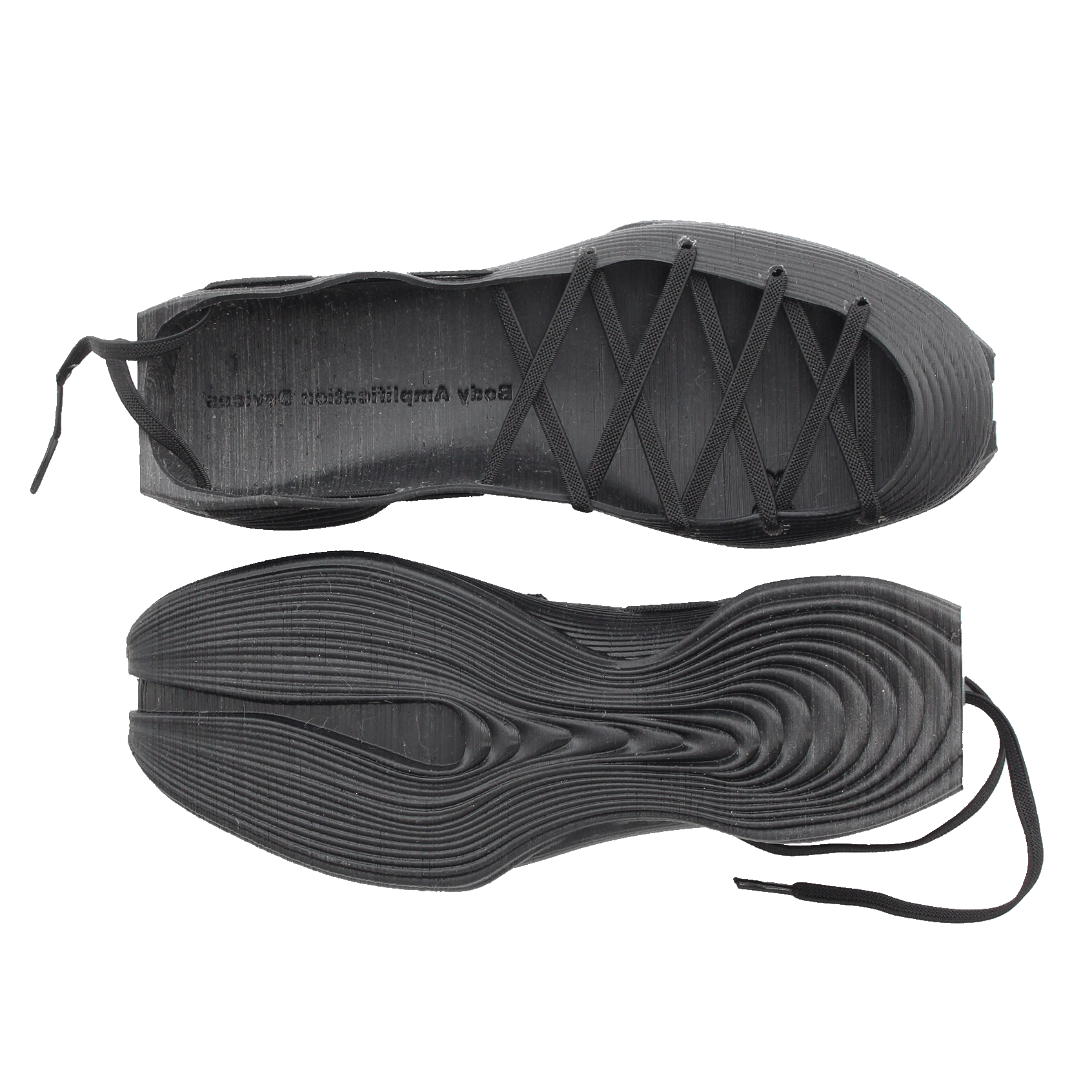 Laced rubber runners, black