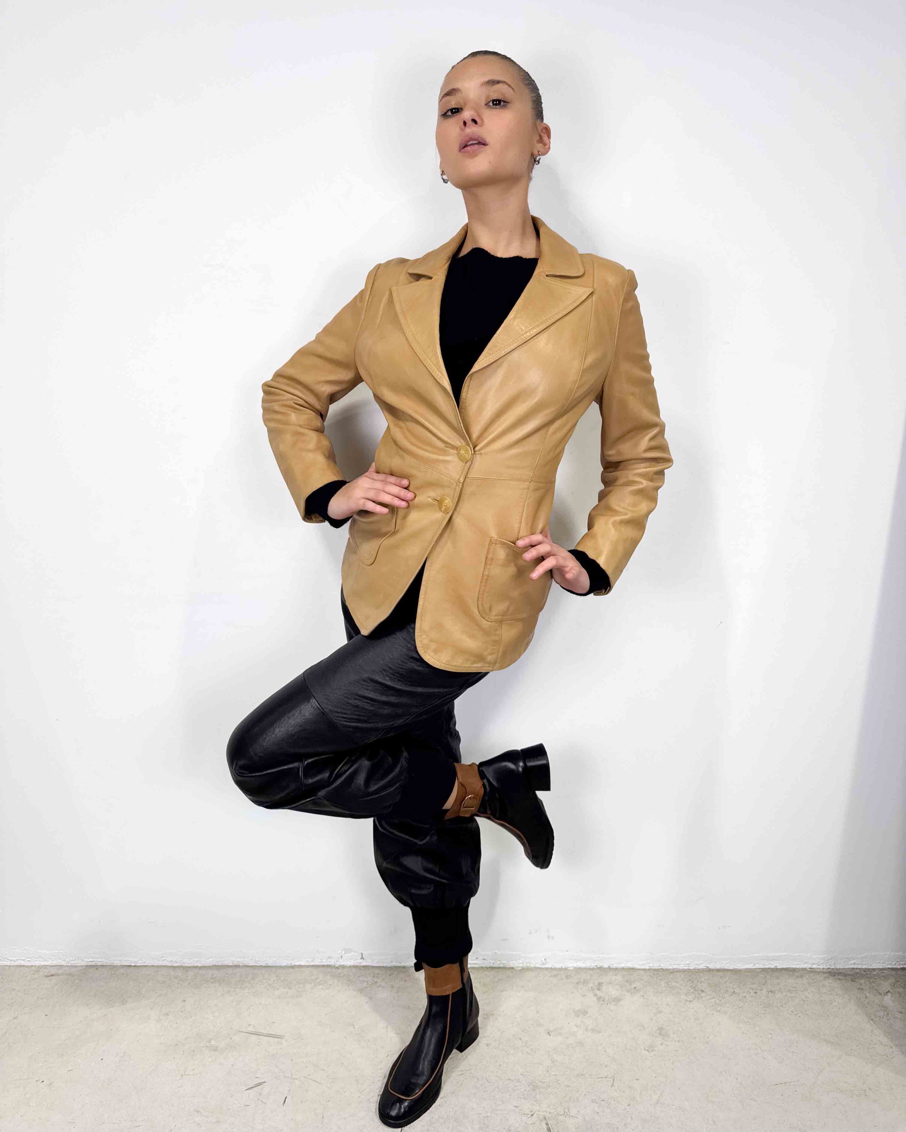 The ellie leather blazer by plein sud