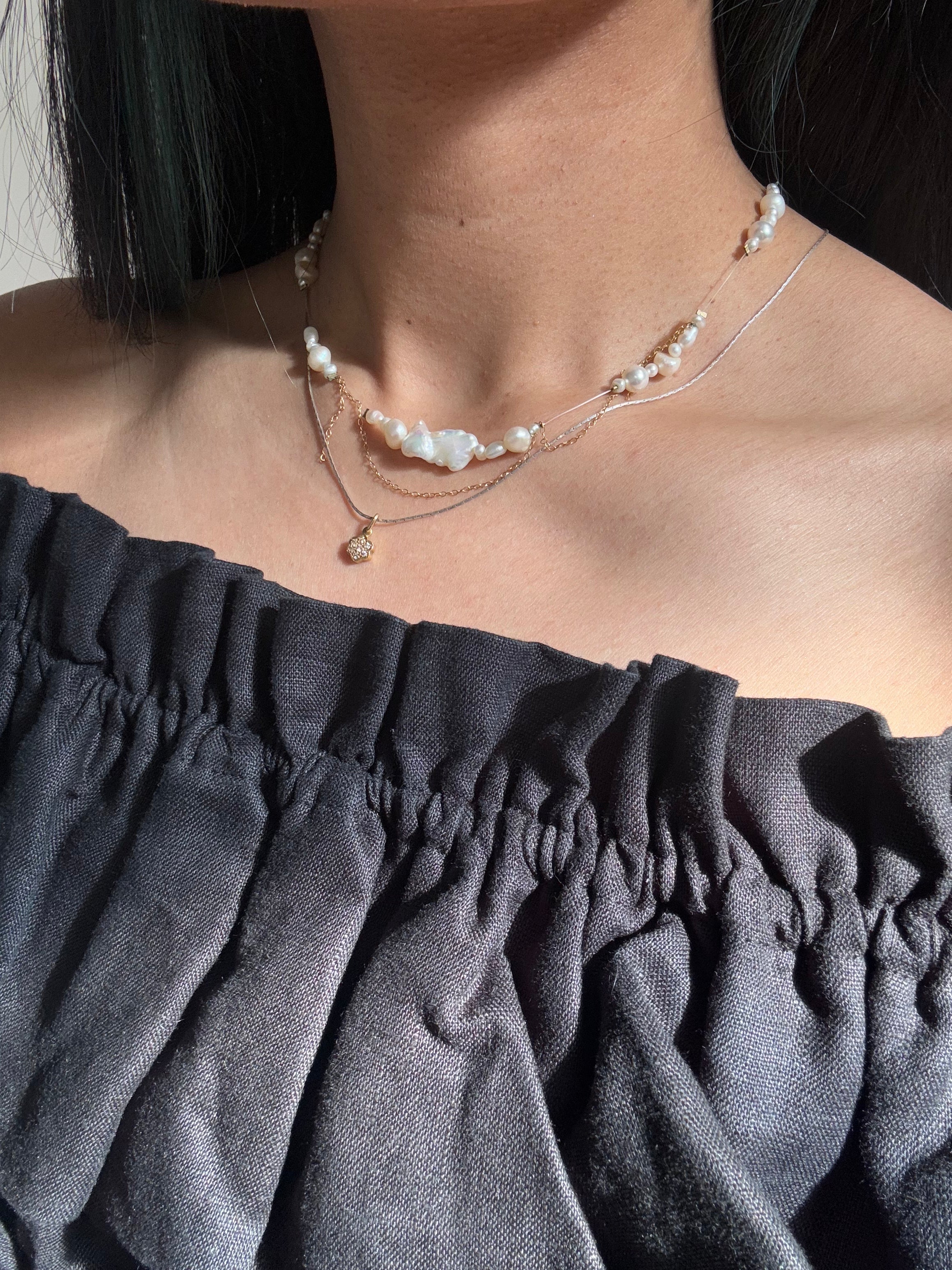 Flashing lights necklace - white/gold