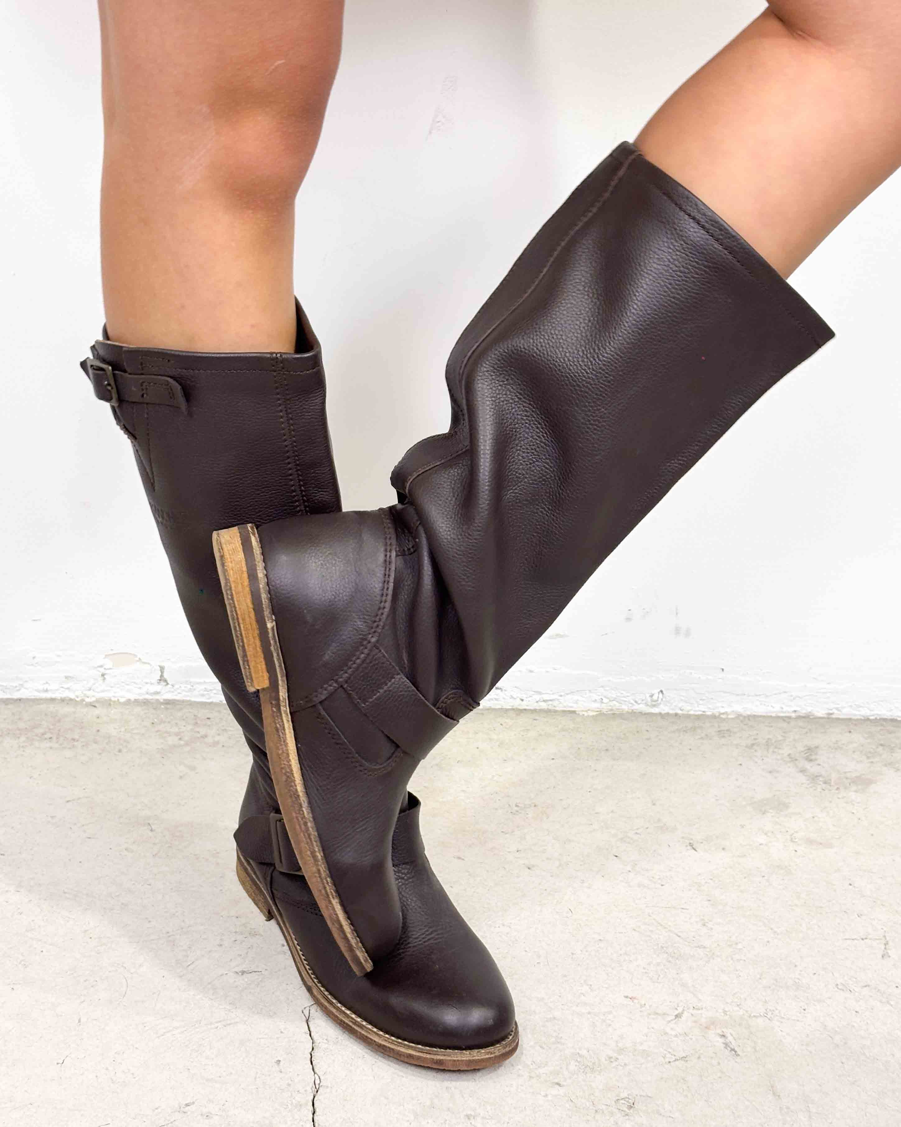 The olive leather boots