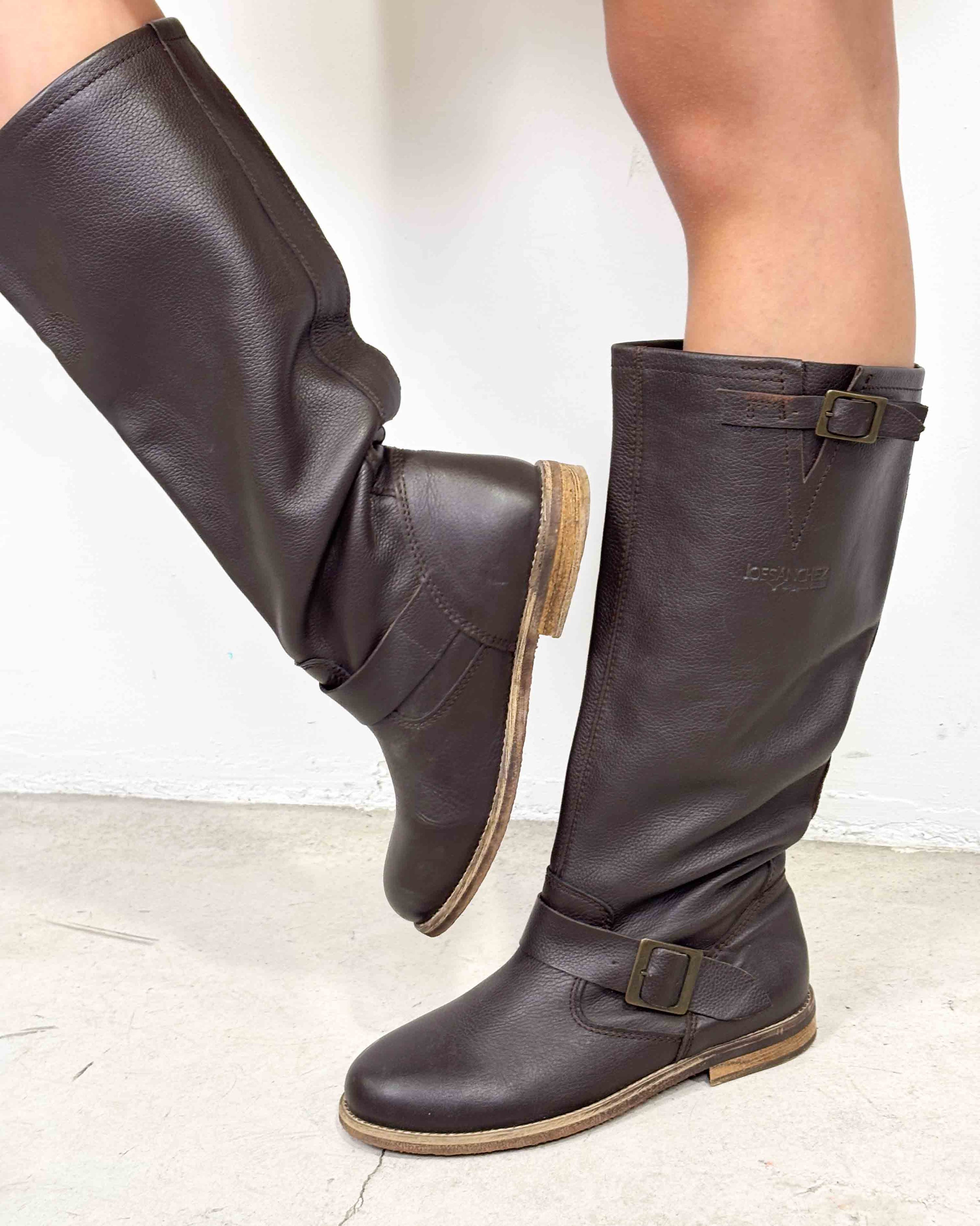 The olive leather boots