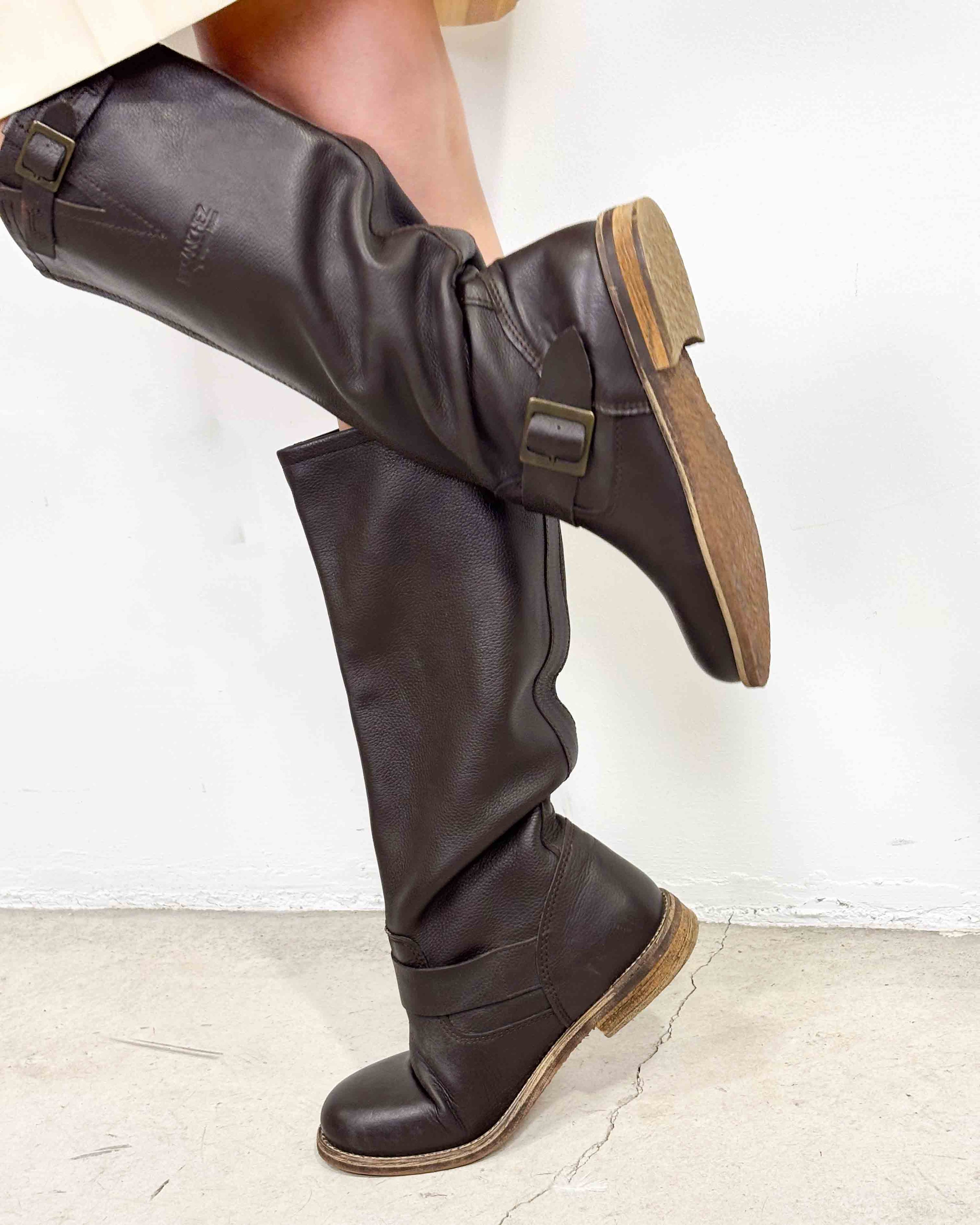 The olive leather boots