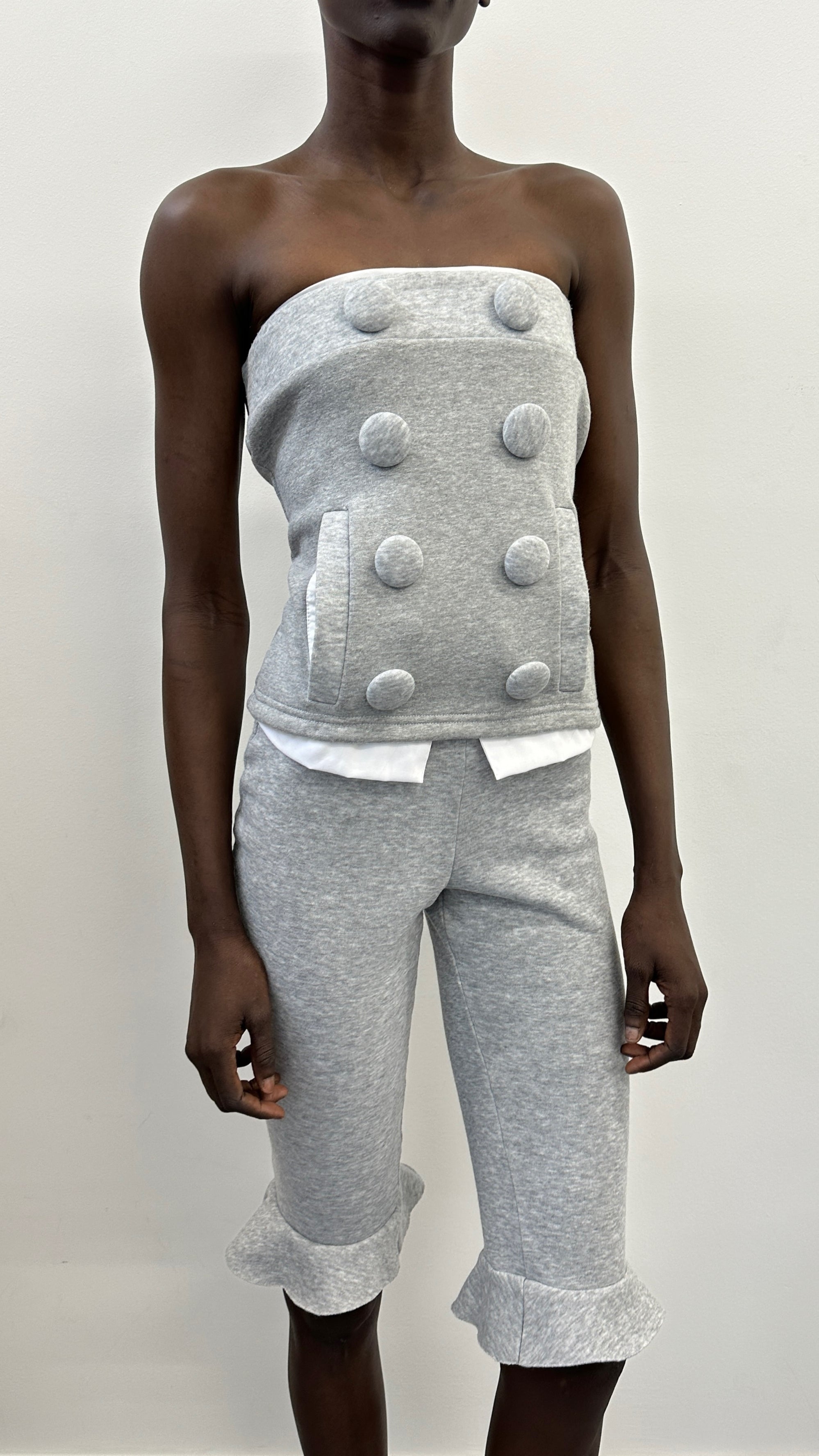 Grey jersey capri trousers