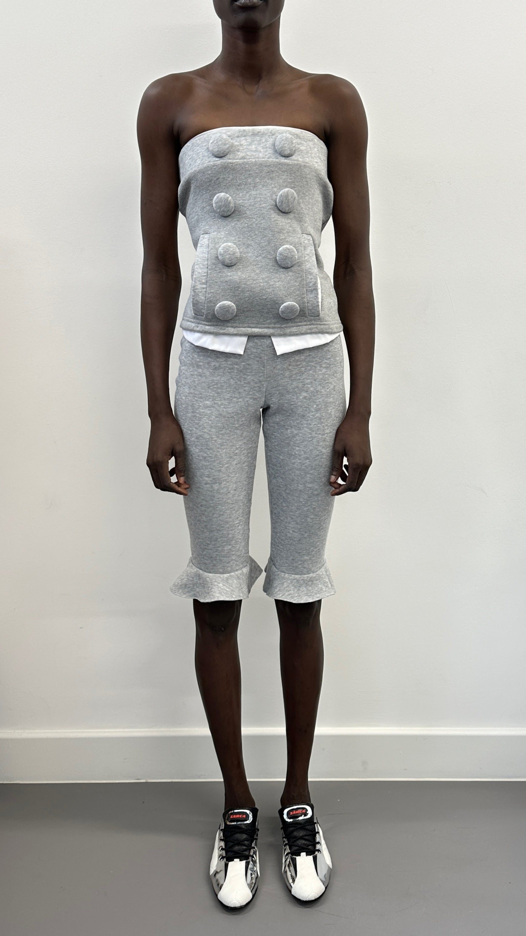 Grey jersey capri trousers
