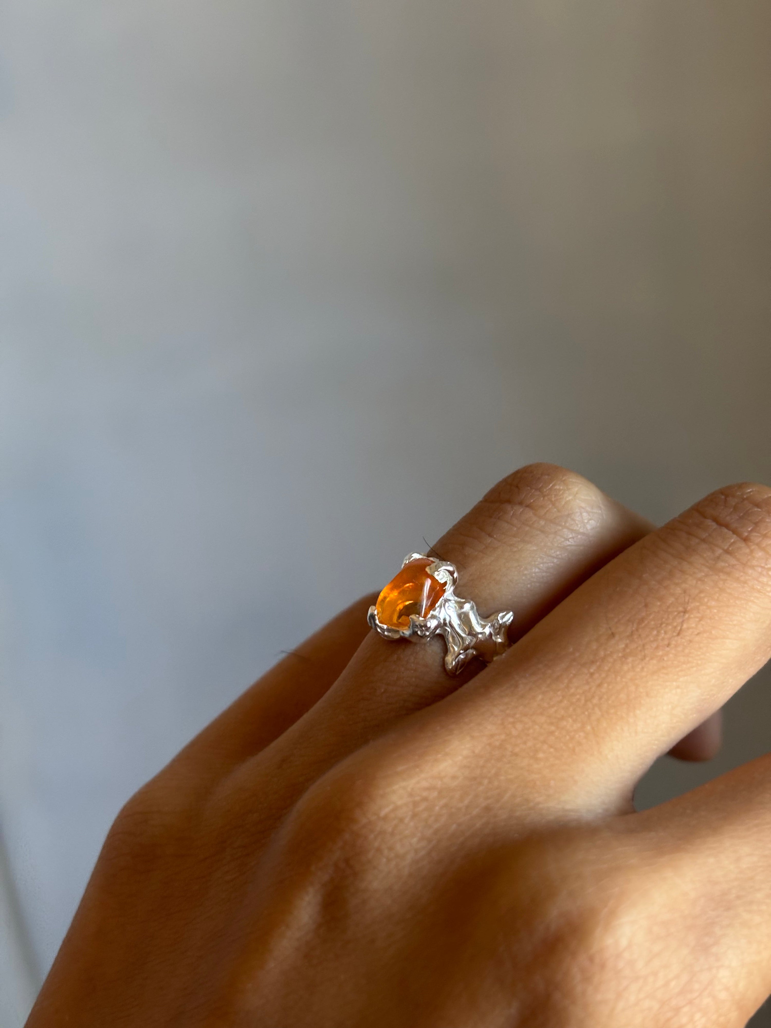 Ignite ring - mexican opal - yellow/silver