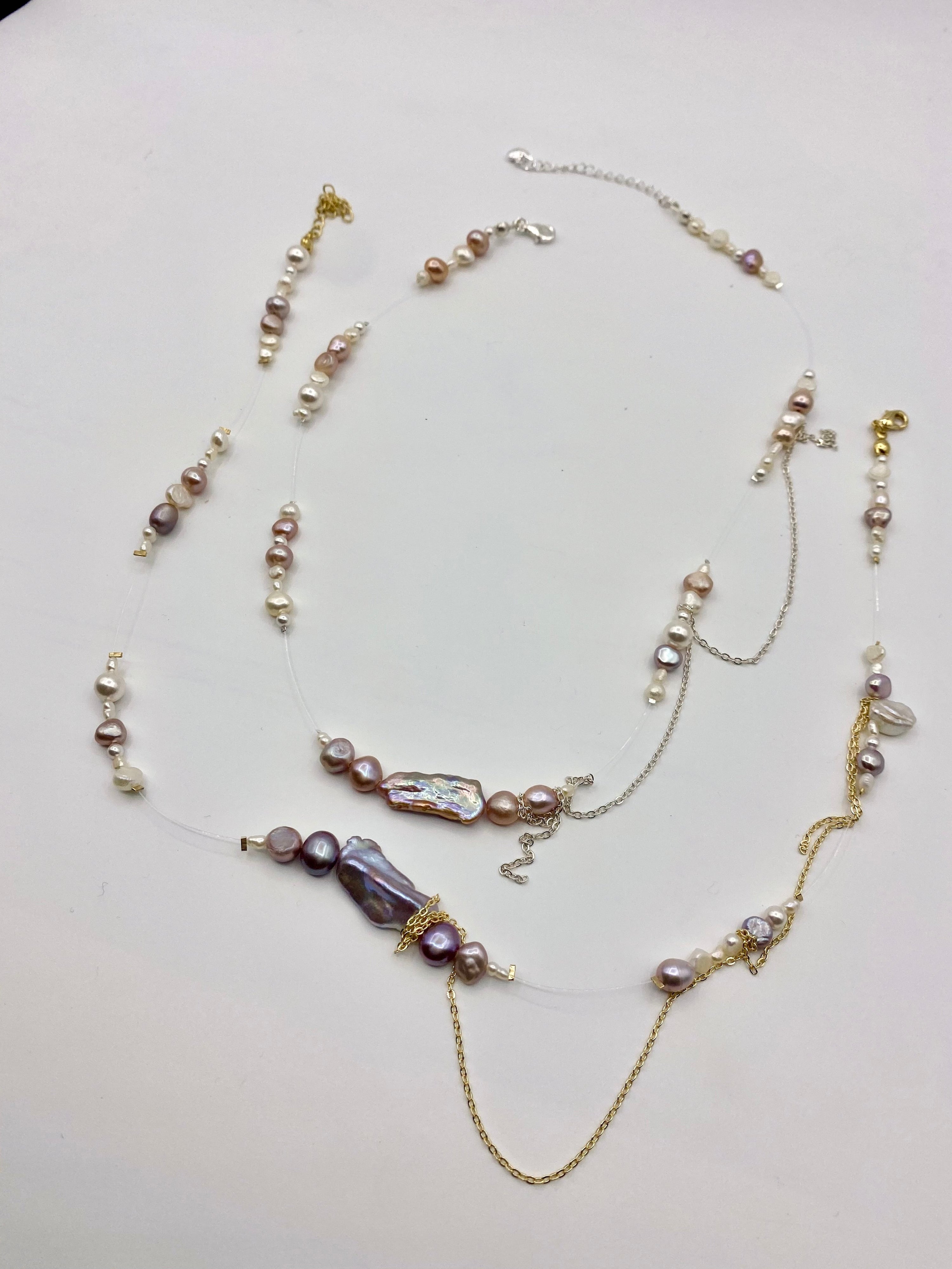 Flashing lights necklace - pink/silver