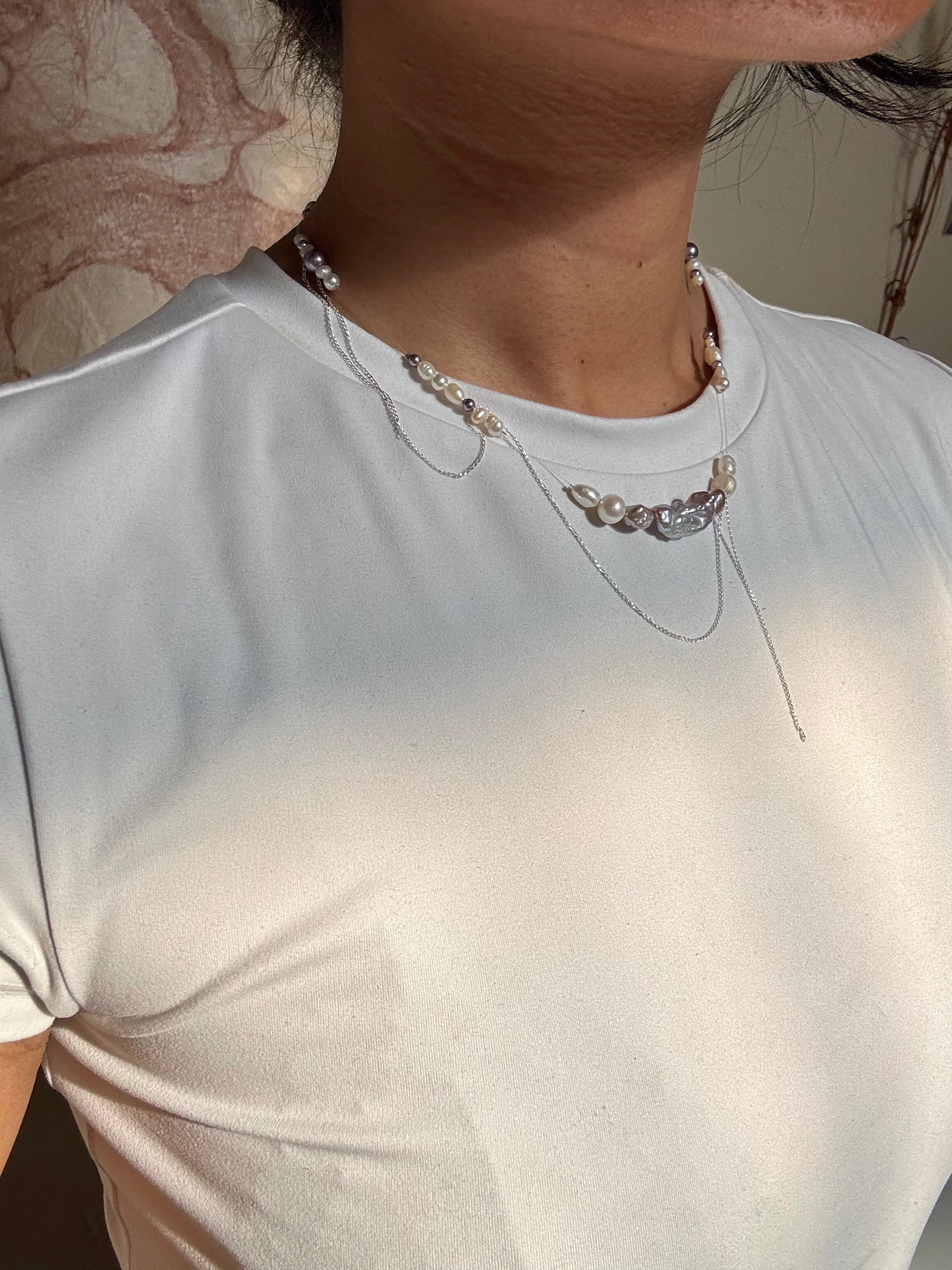 Flashing lights necklace - purple/silver