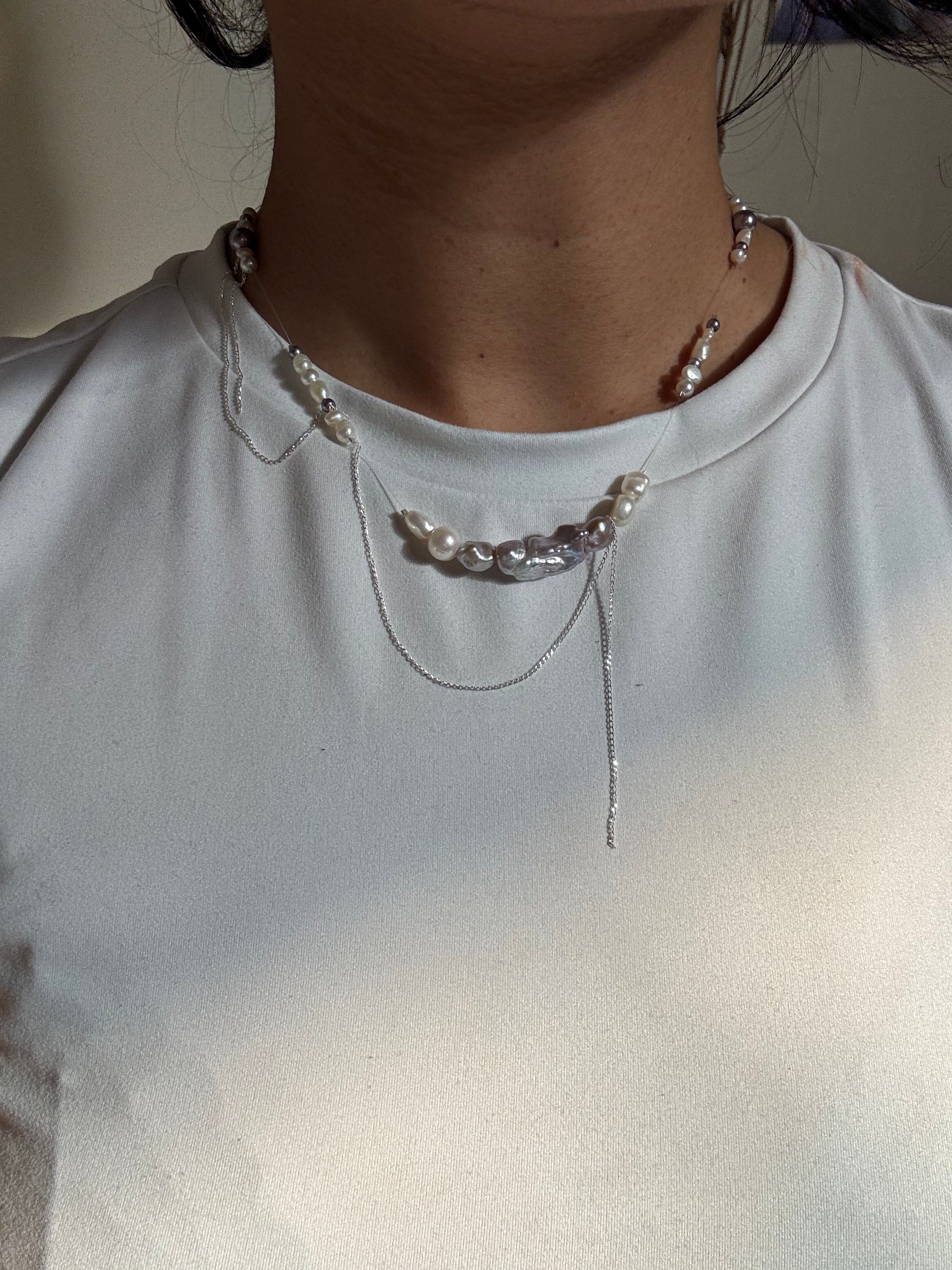 Flashing lights necklace - purple/silver
