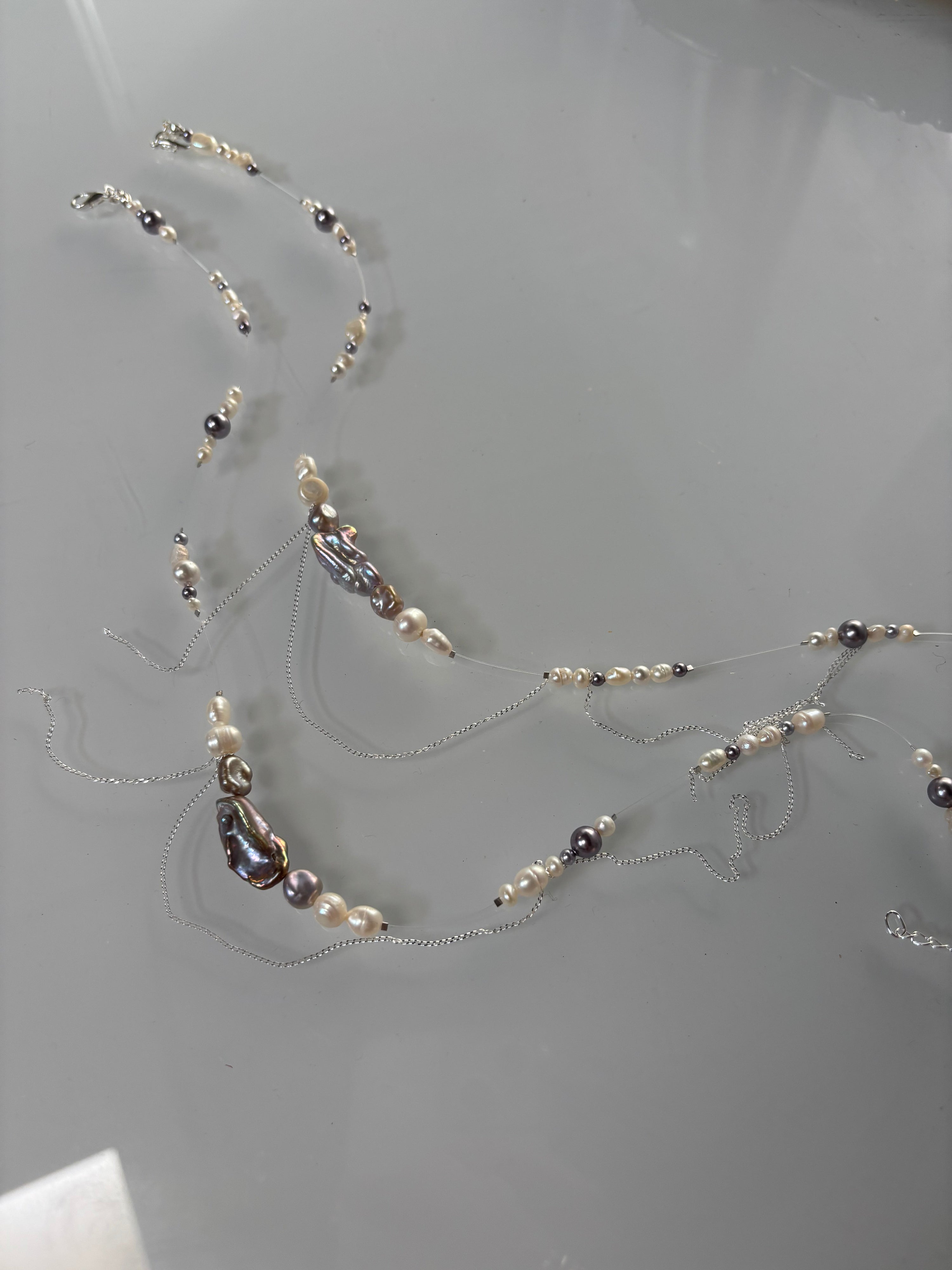 Flashing lights necklace - purple/silver