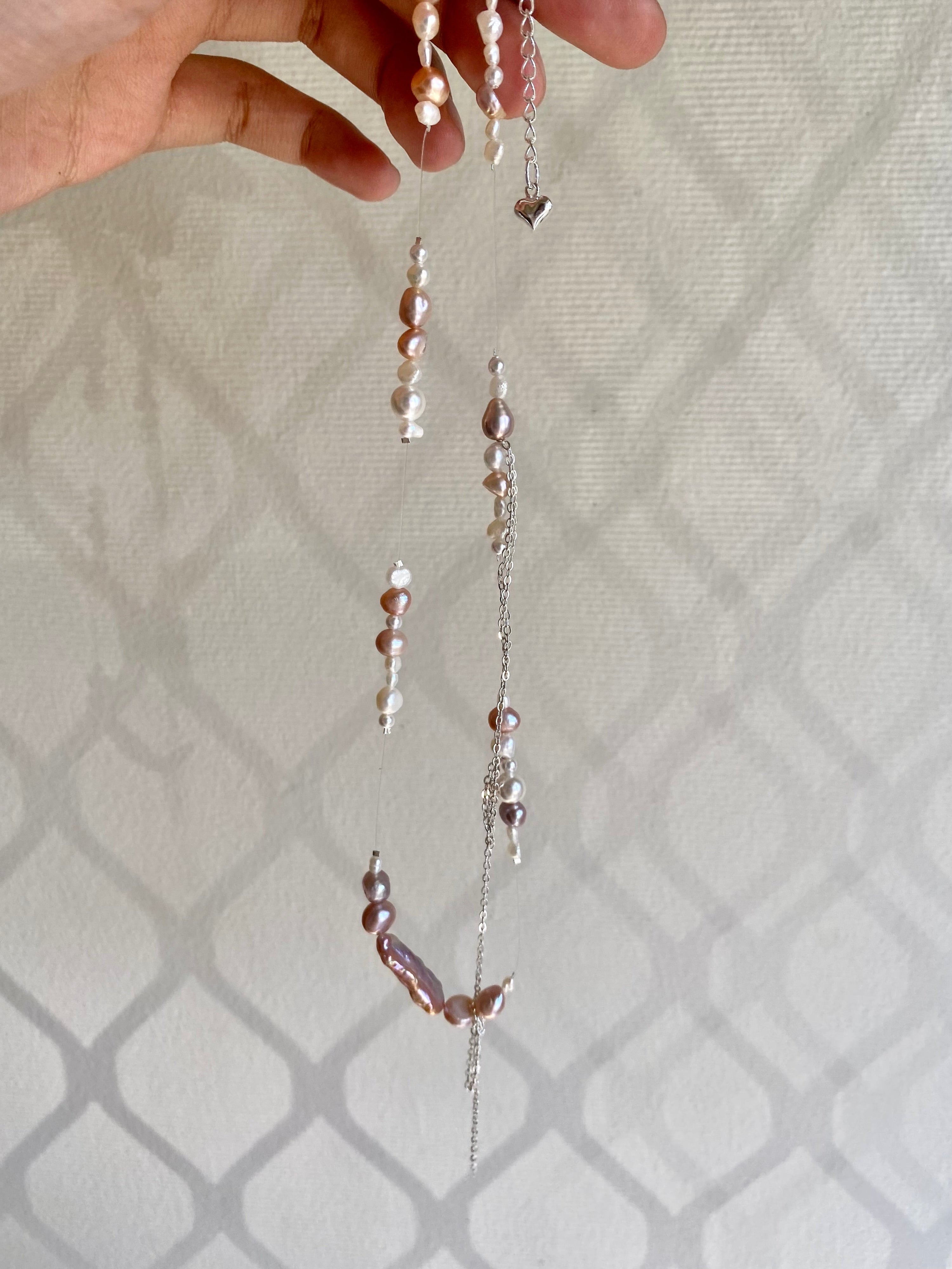Flashing lights necklace - pink/silver