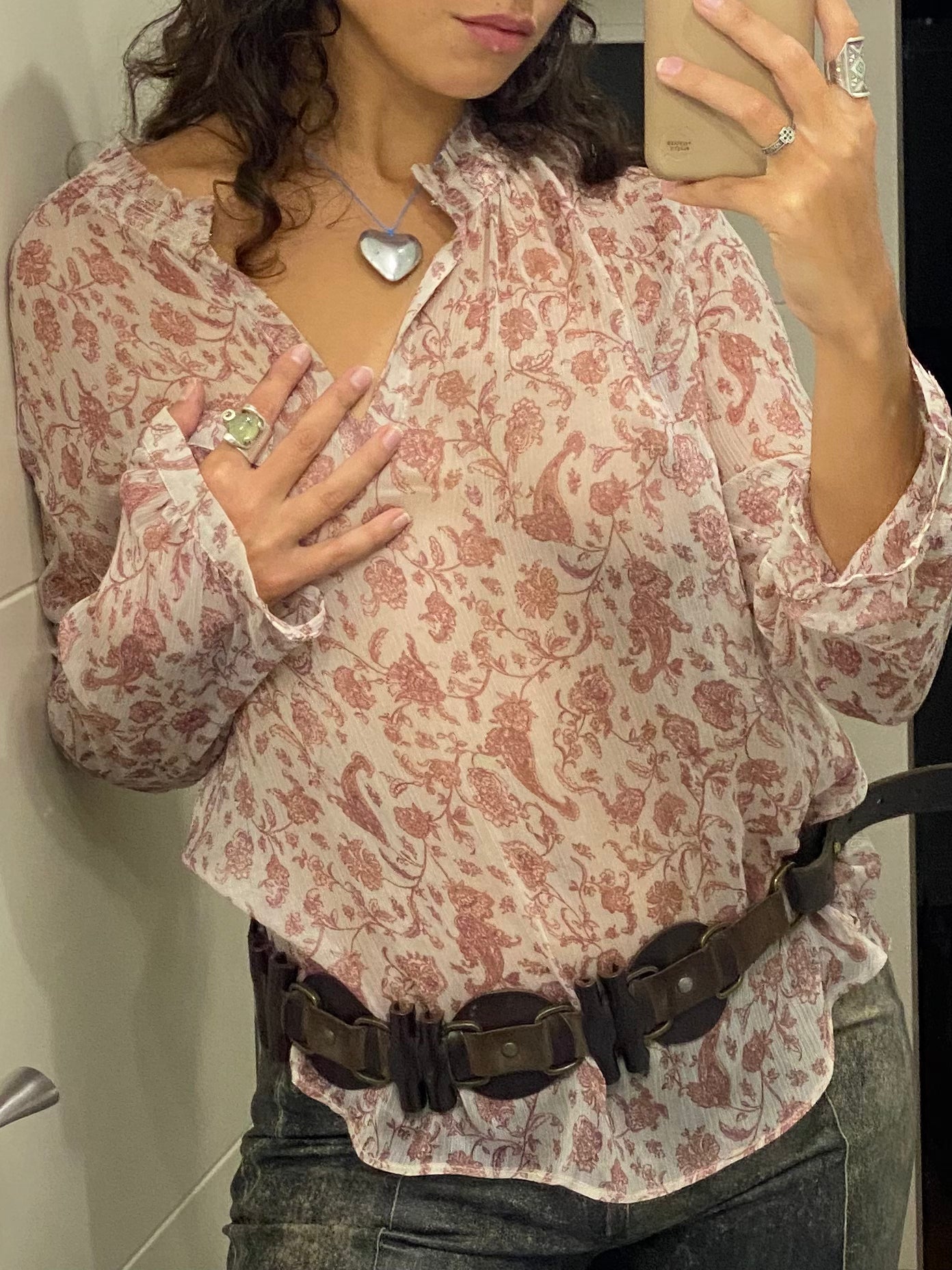 Sheer floral shirt