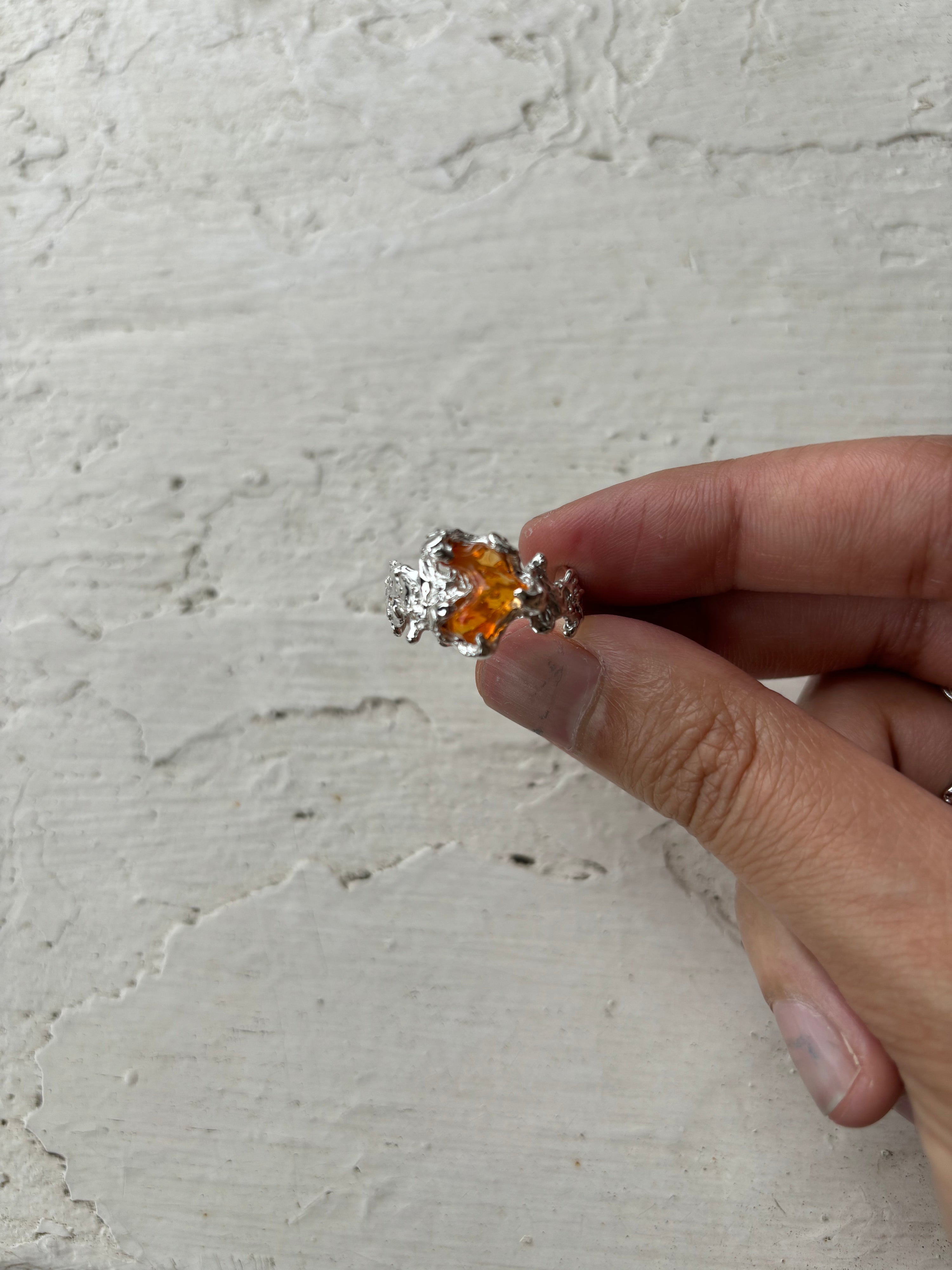 Ignite ring - mexican opal - orange/silver
