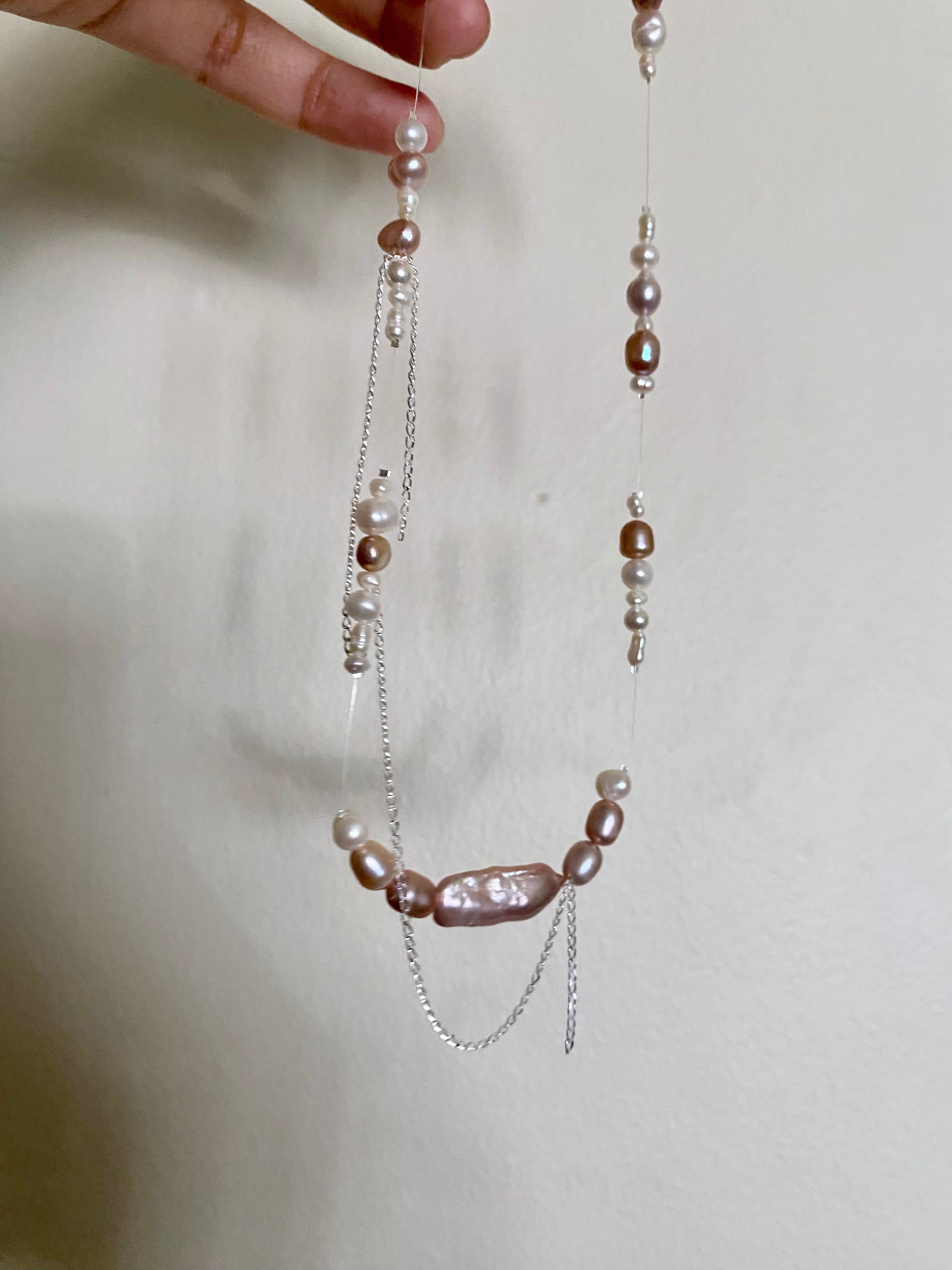 Flashing lights necklace - pink/silver