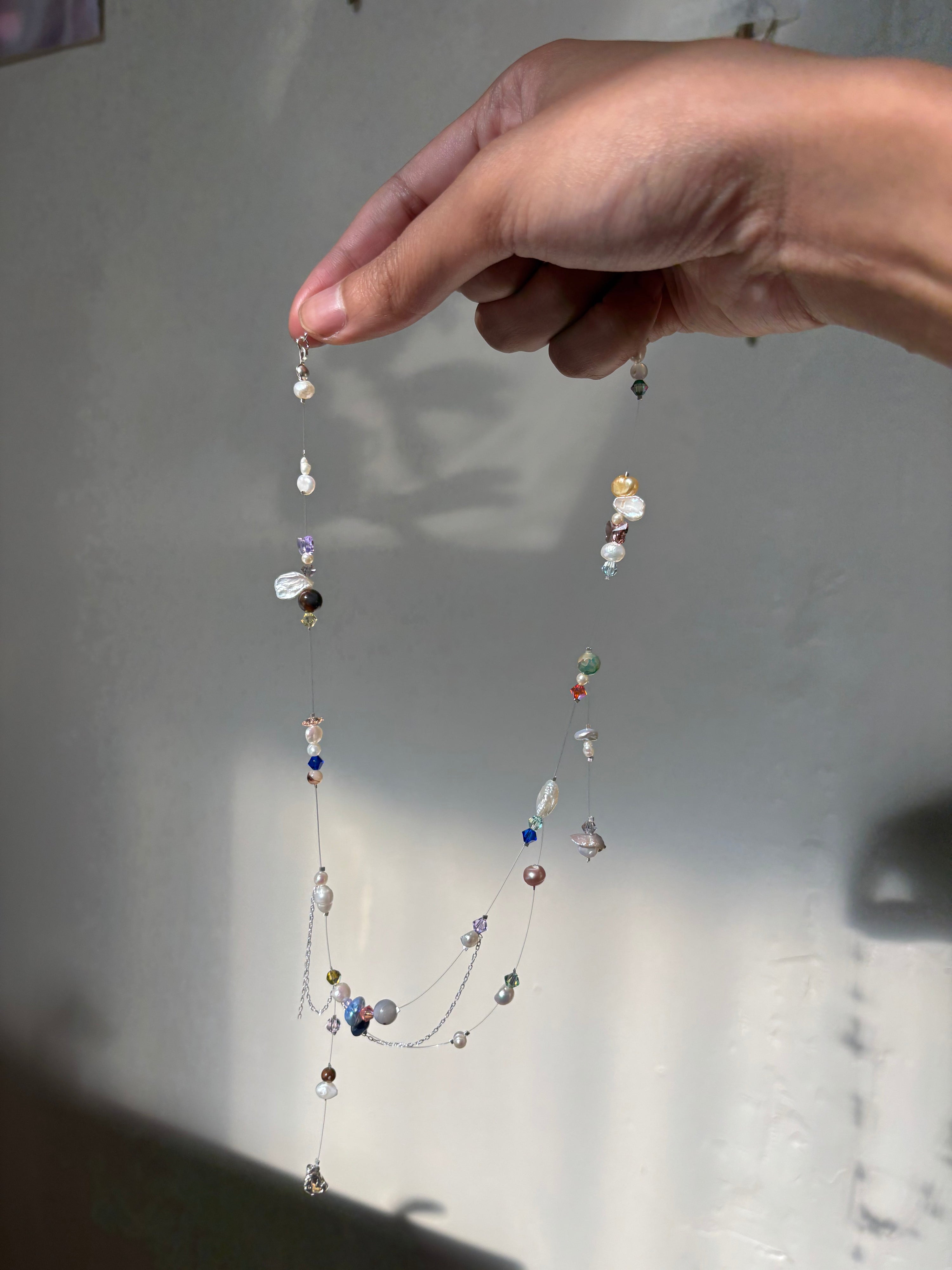Fairy lights necklace - silver