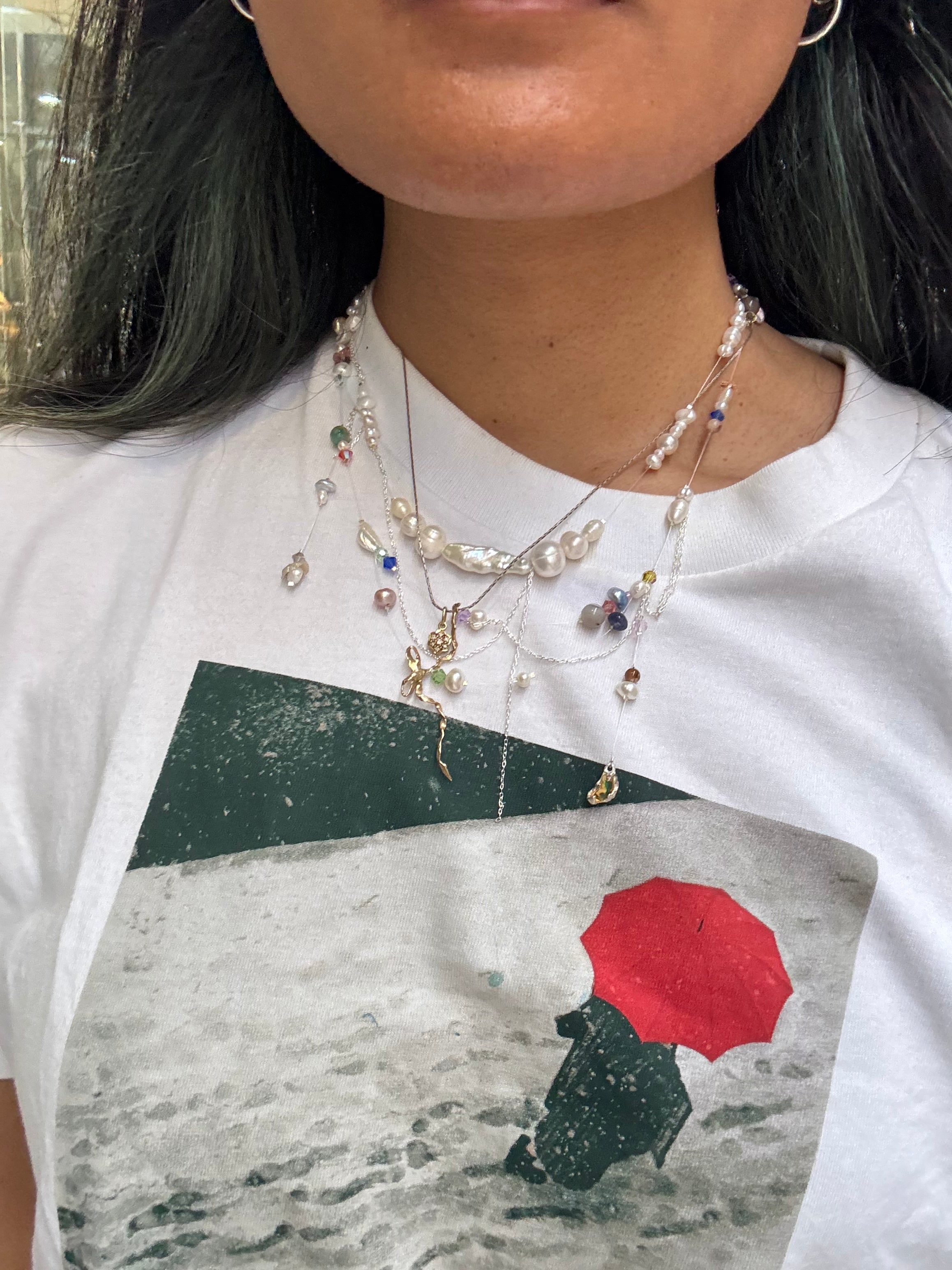 Fairy lights necklace - silver