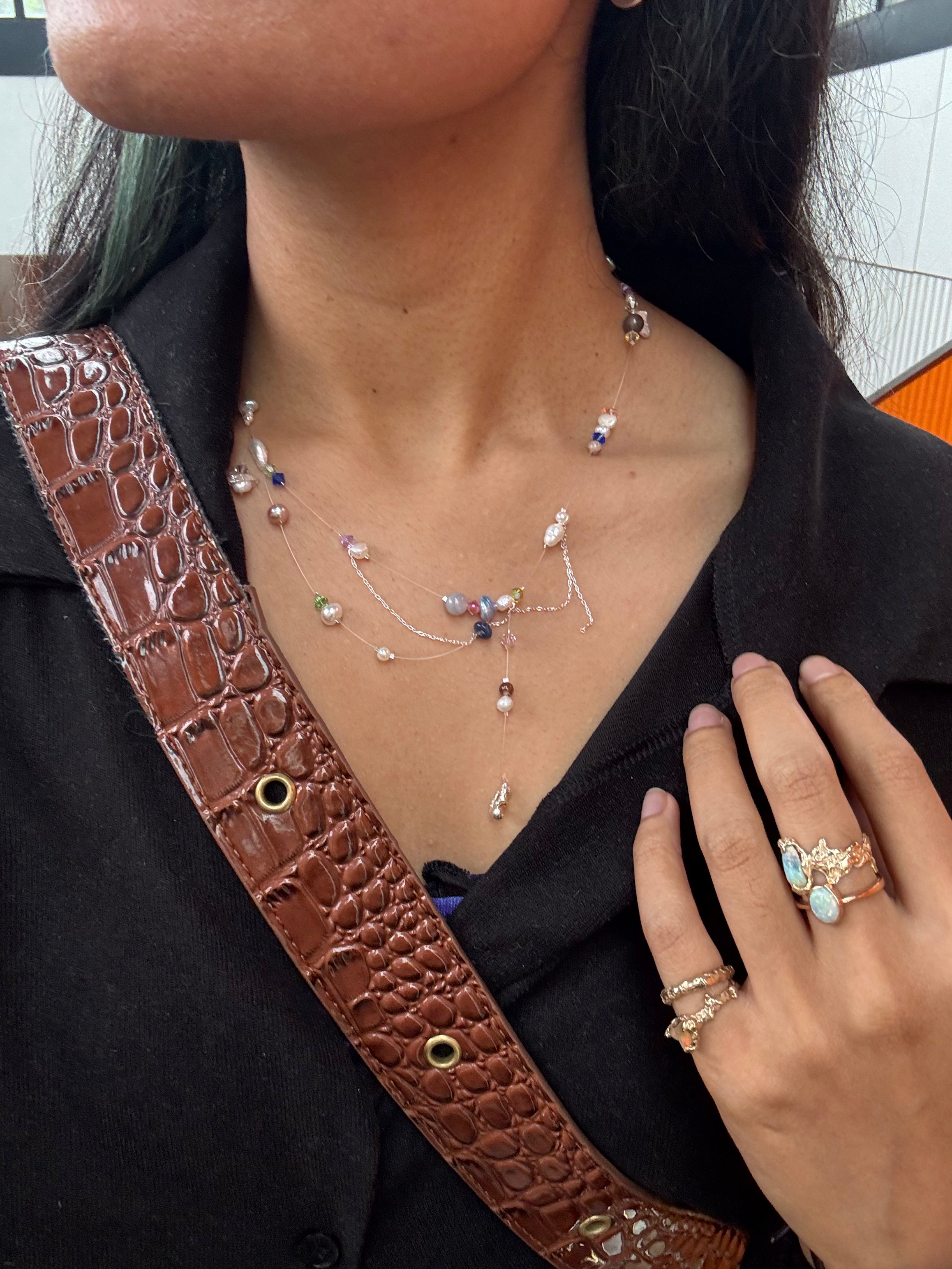 Fairy lights necklace - silver