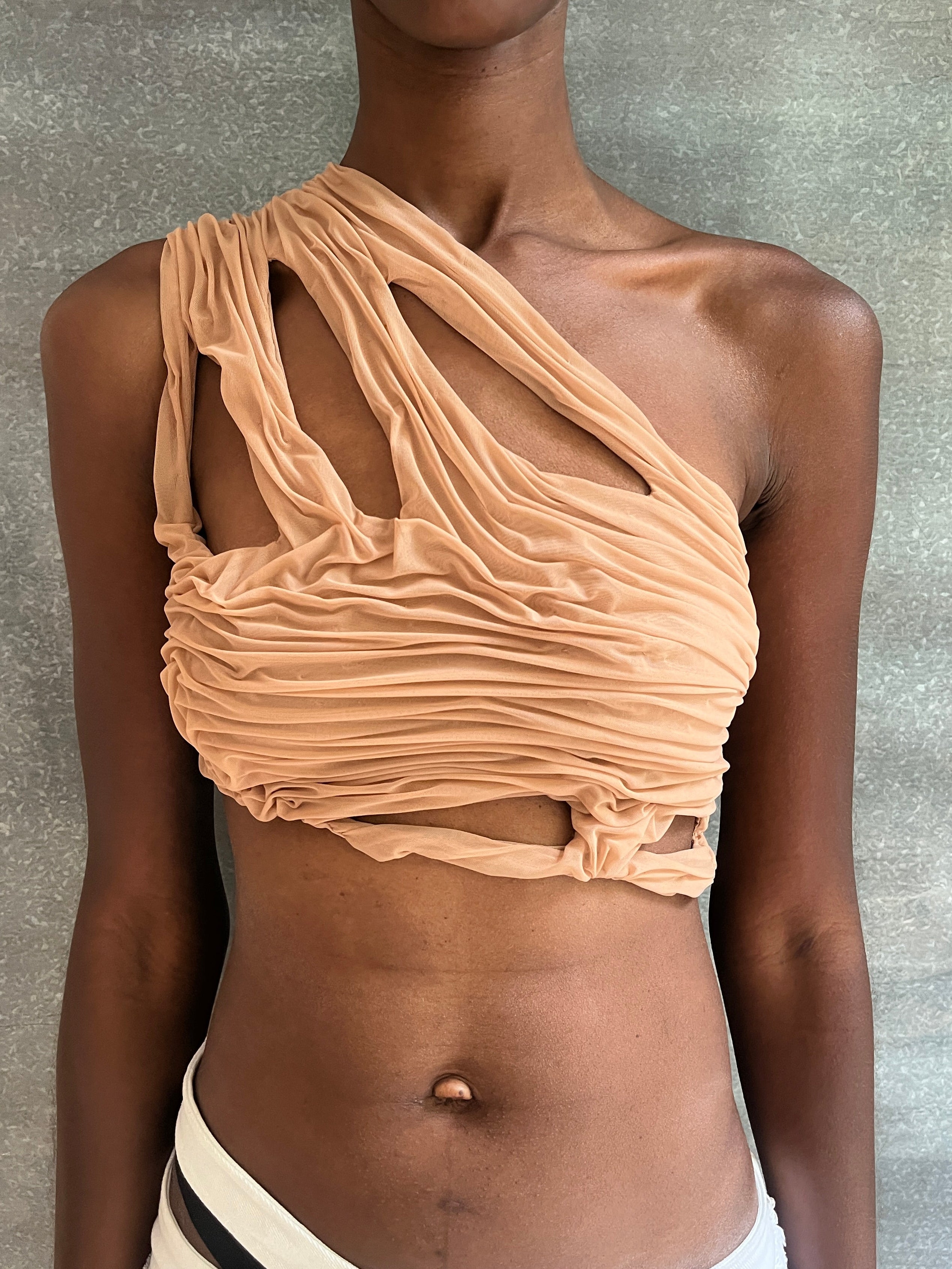 Mother of pearl wetlook crop top
