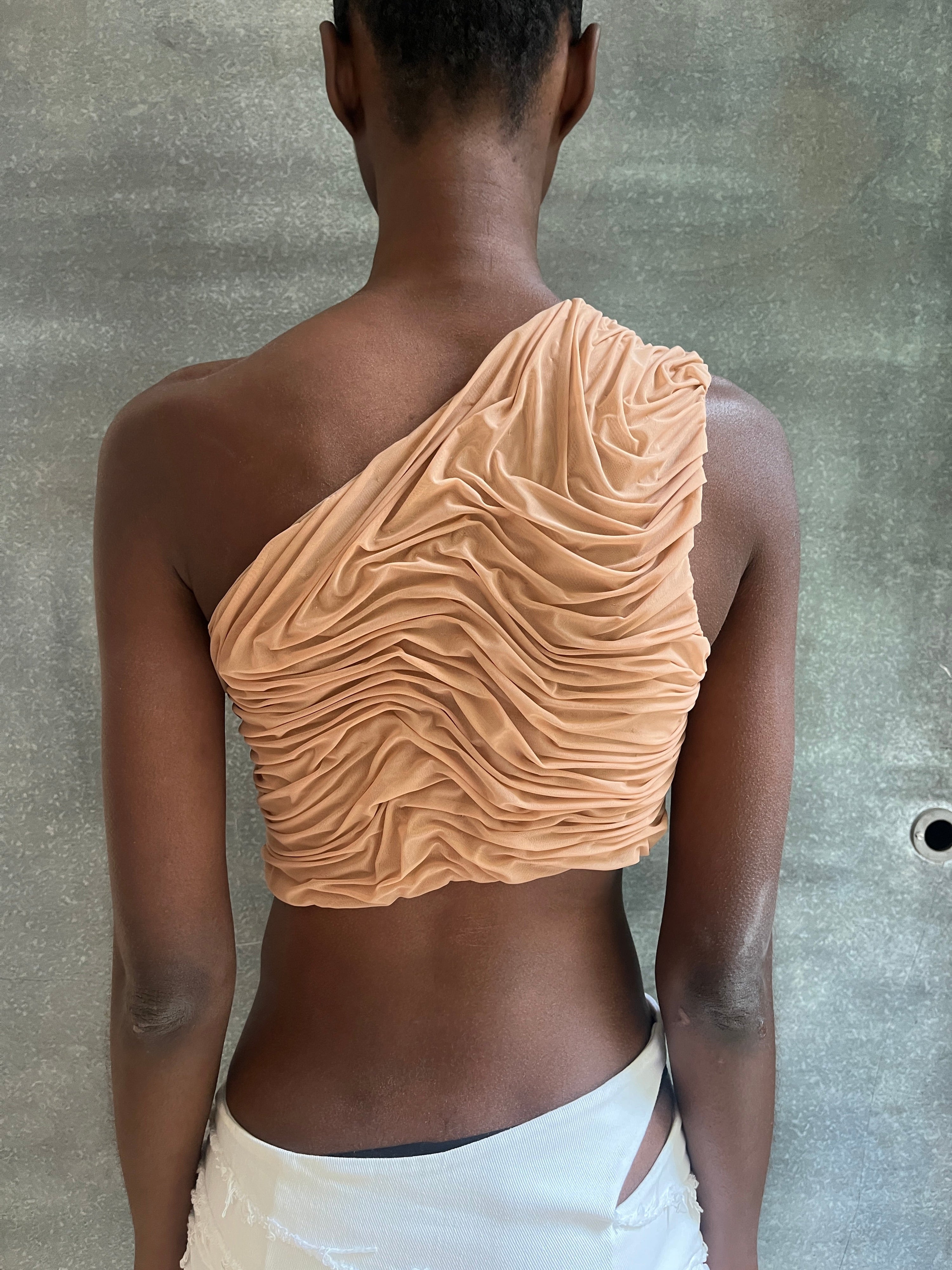 Mother of pearl wetlook crop top