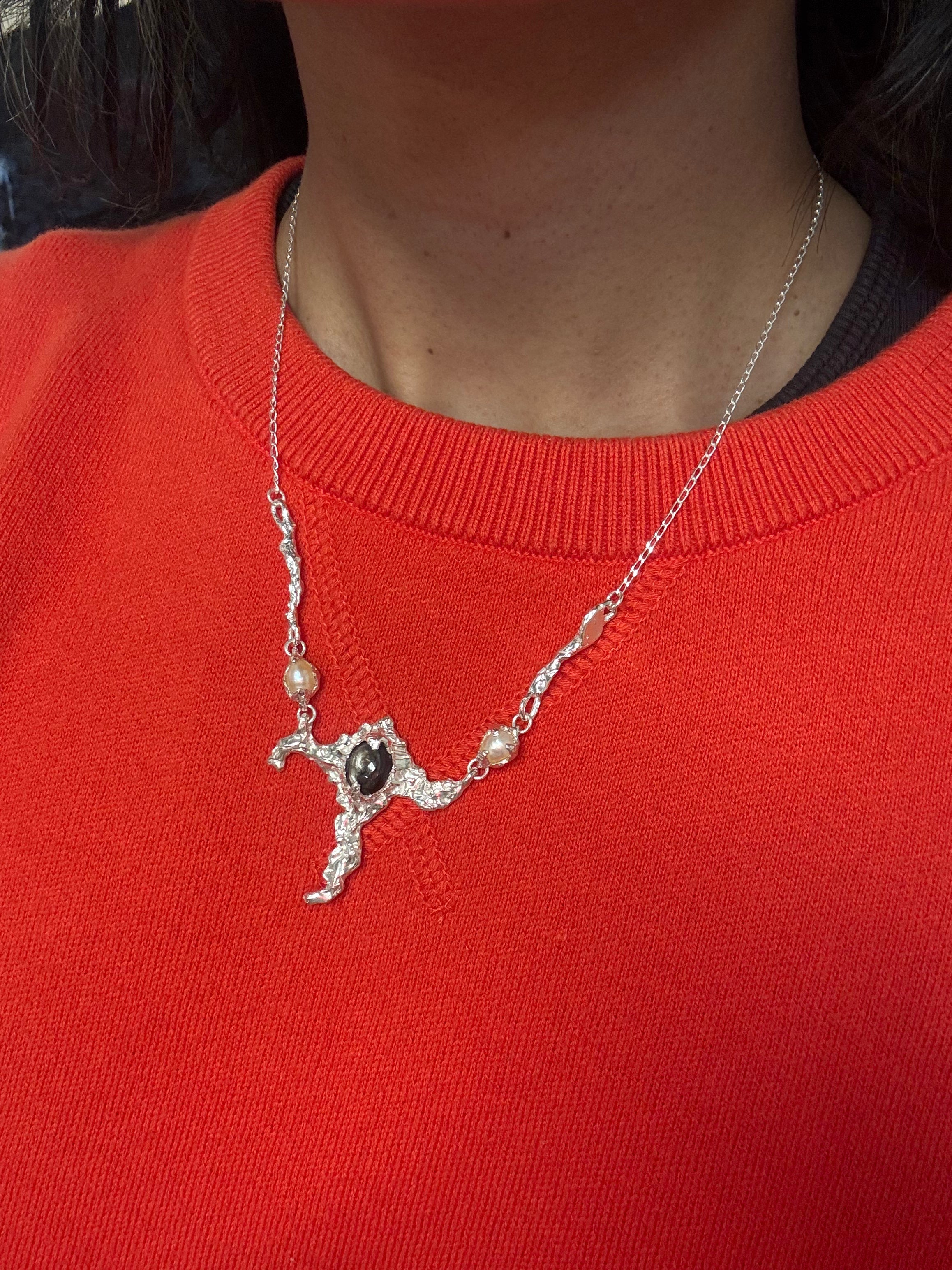 Silver stream necklace