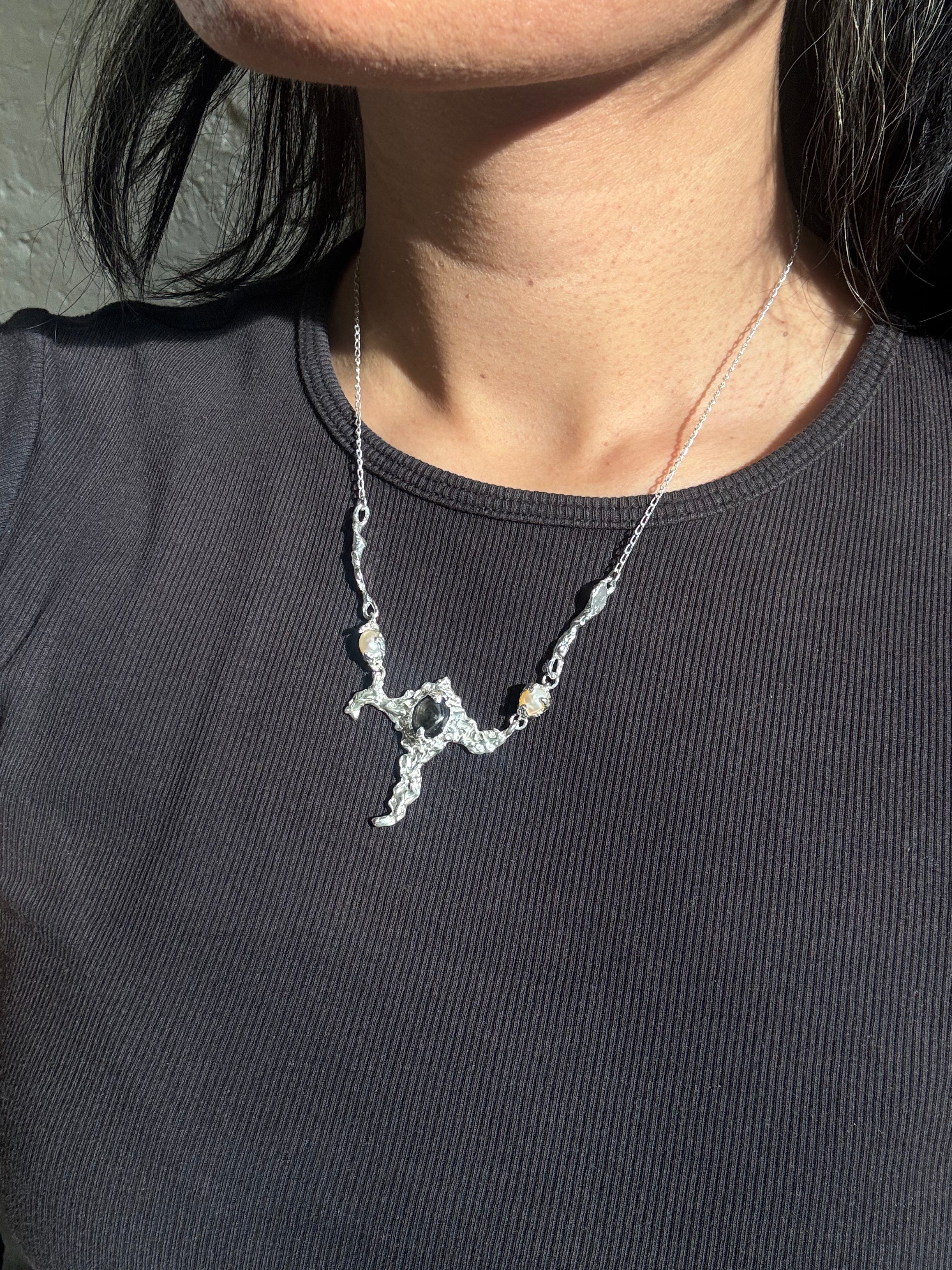 Silver stream necklace