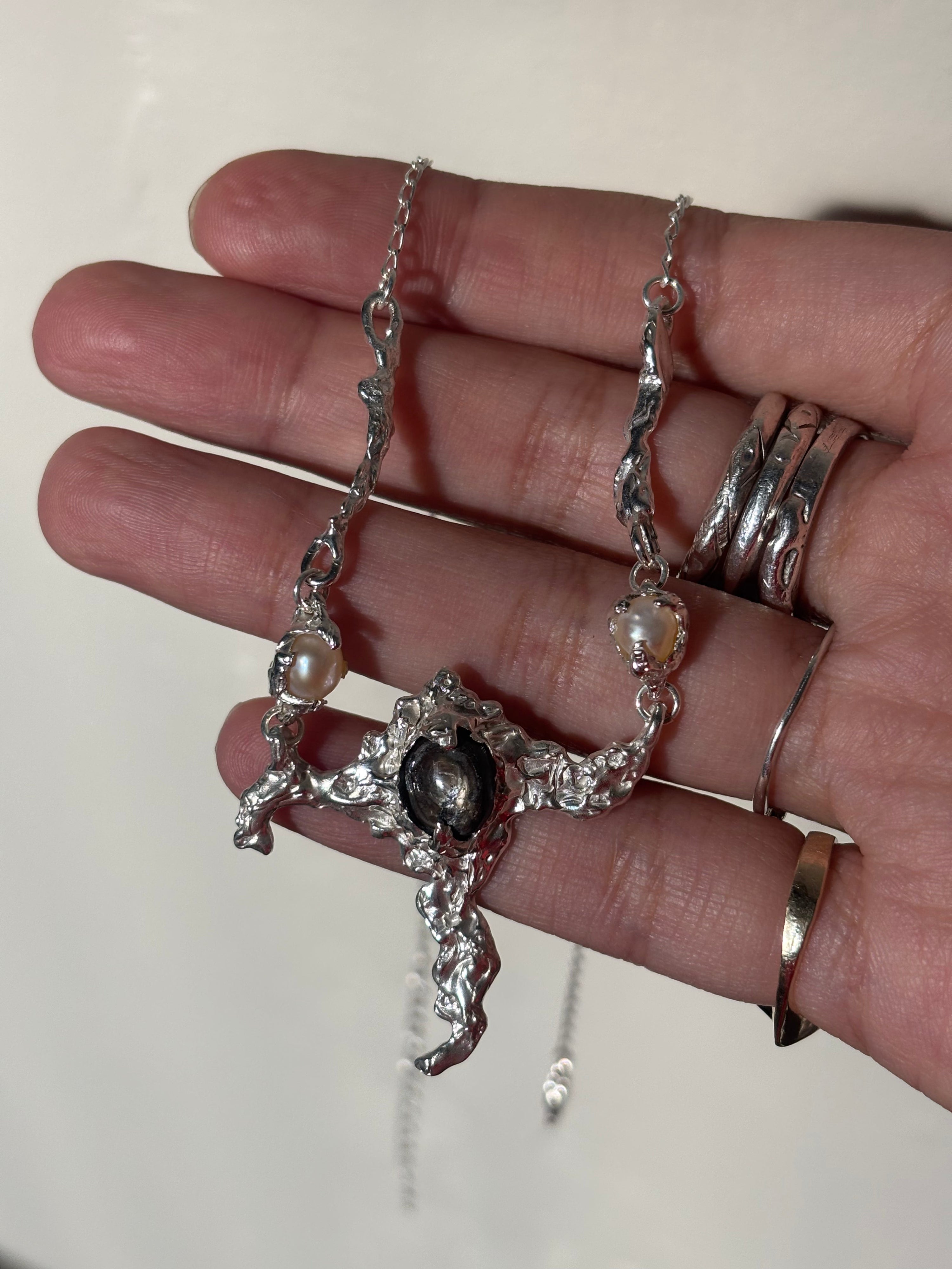 Silver stream necklace