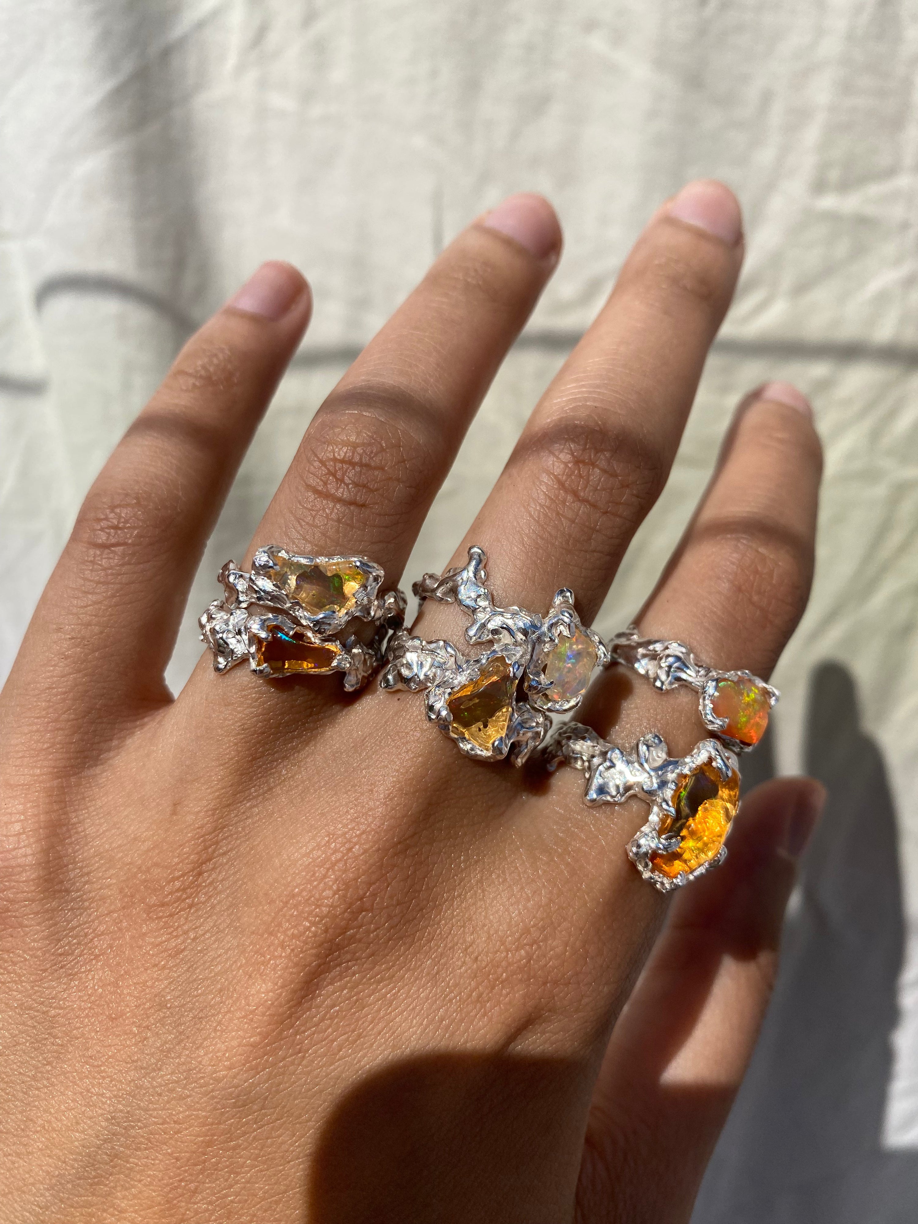 Ignite ring - mexican opal - yellow/silver