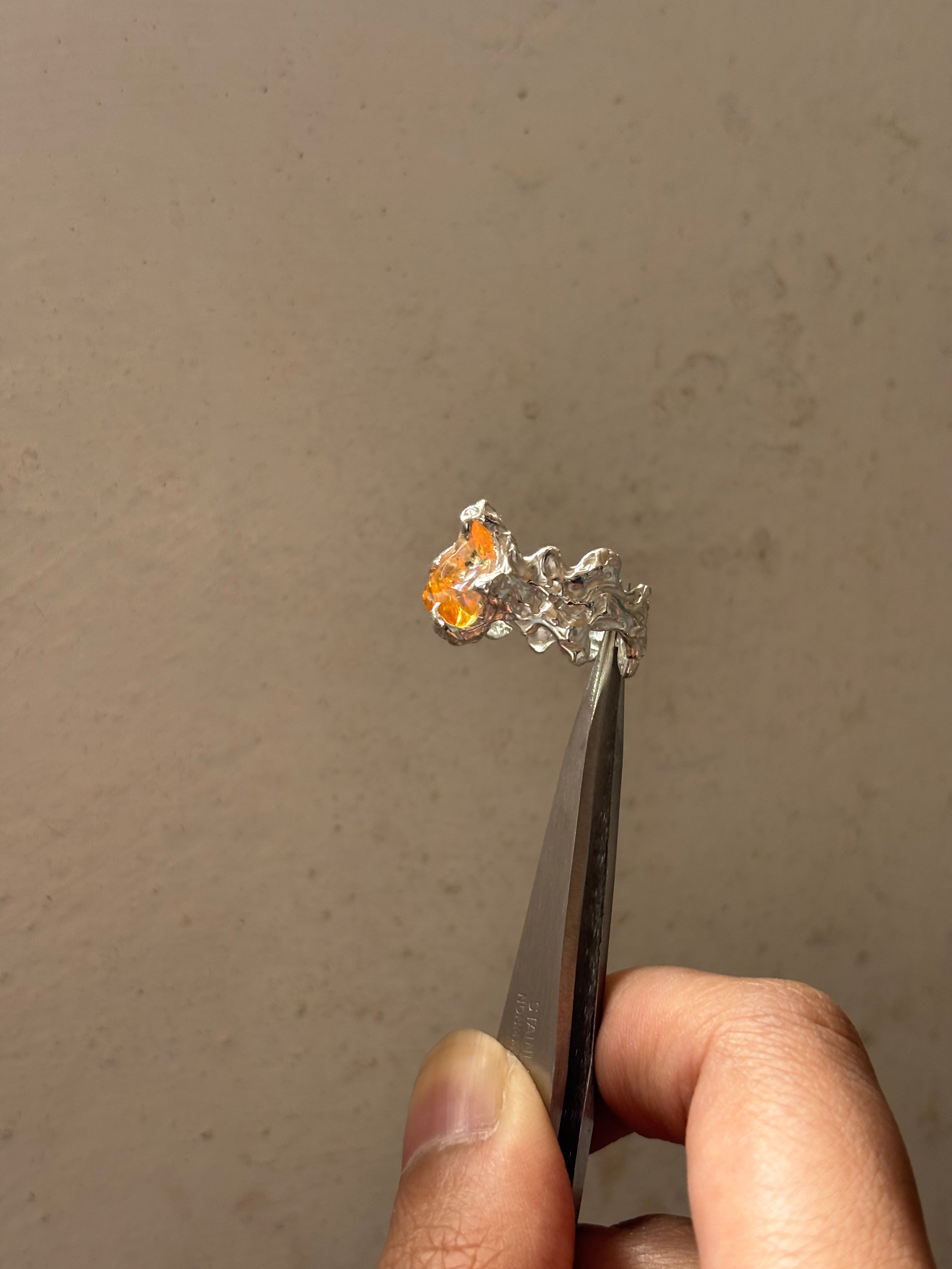 Ignite ring - mexican opal - yellow/silver