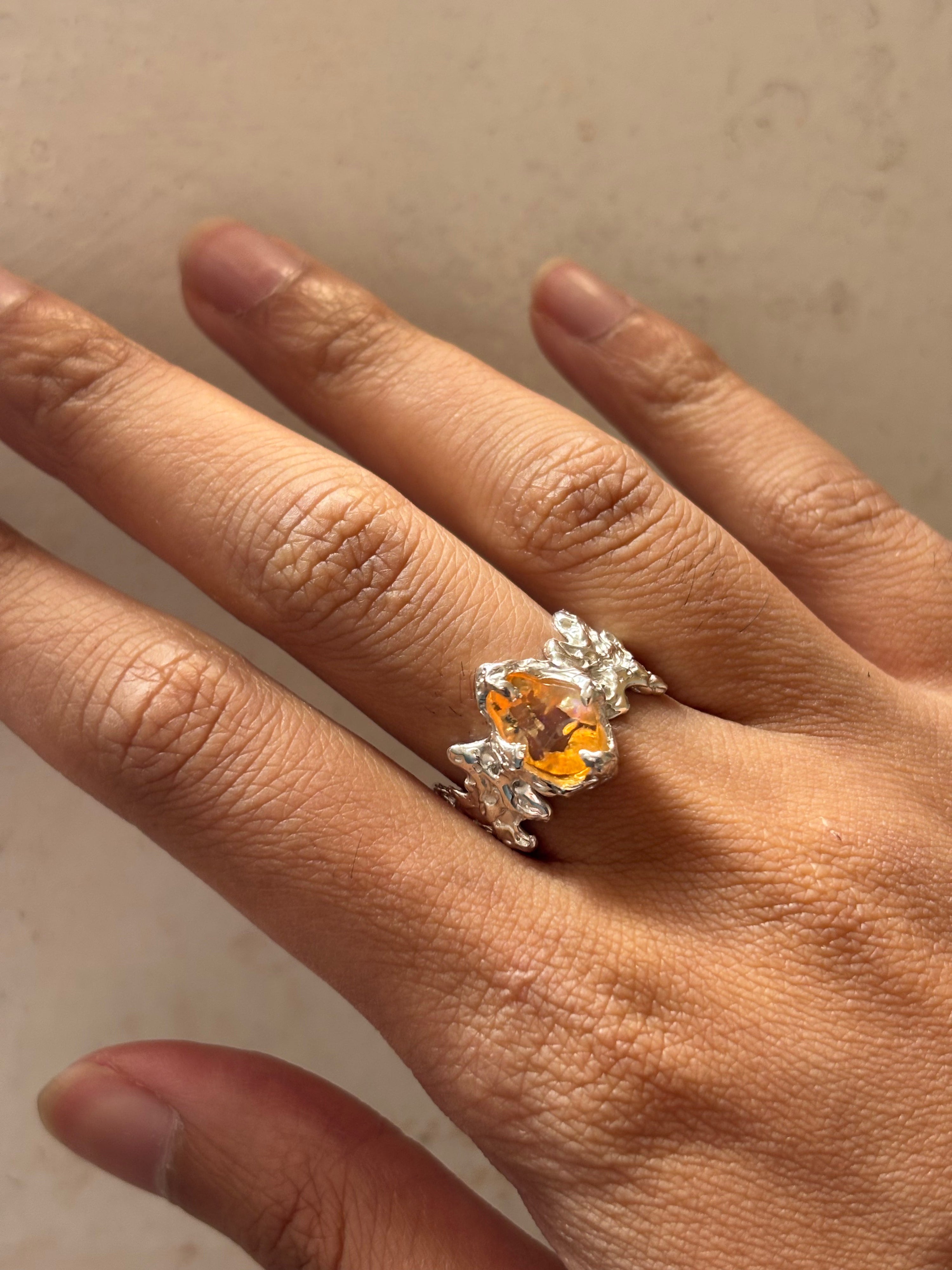 Ignite ring - mexican opal - yellow/silver