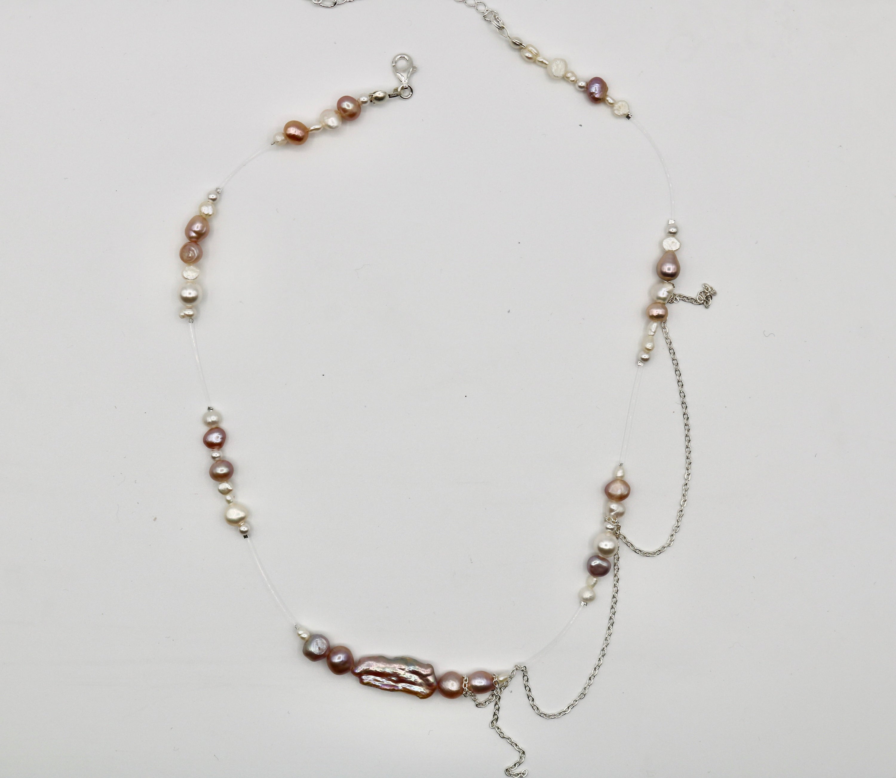 Flashing lights necklace - pink/silver