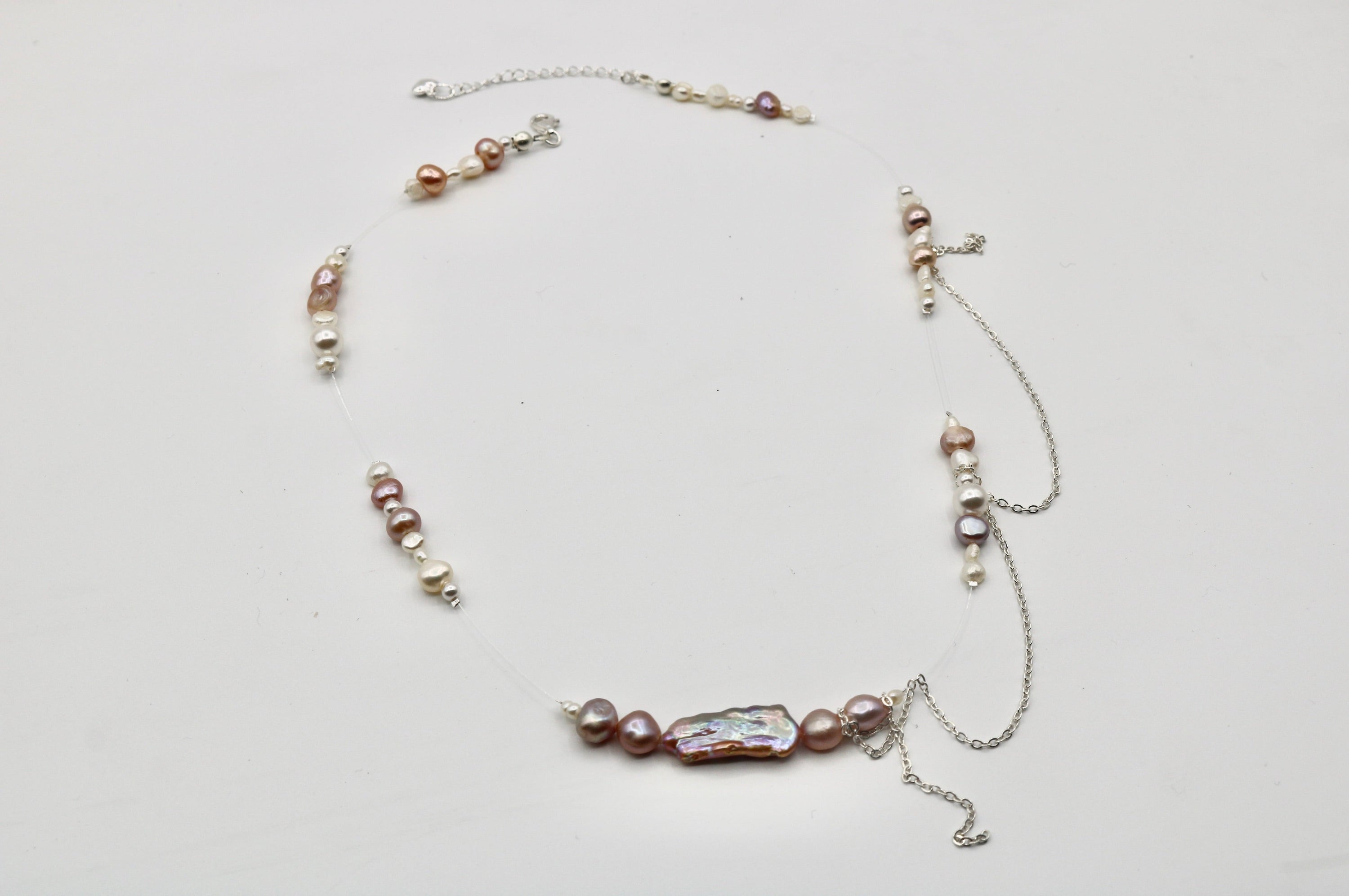 Flashing lights necklace - pink/silver