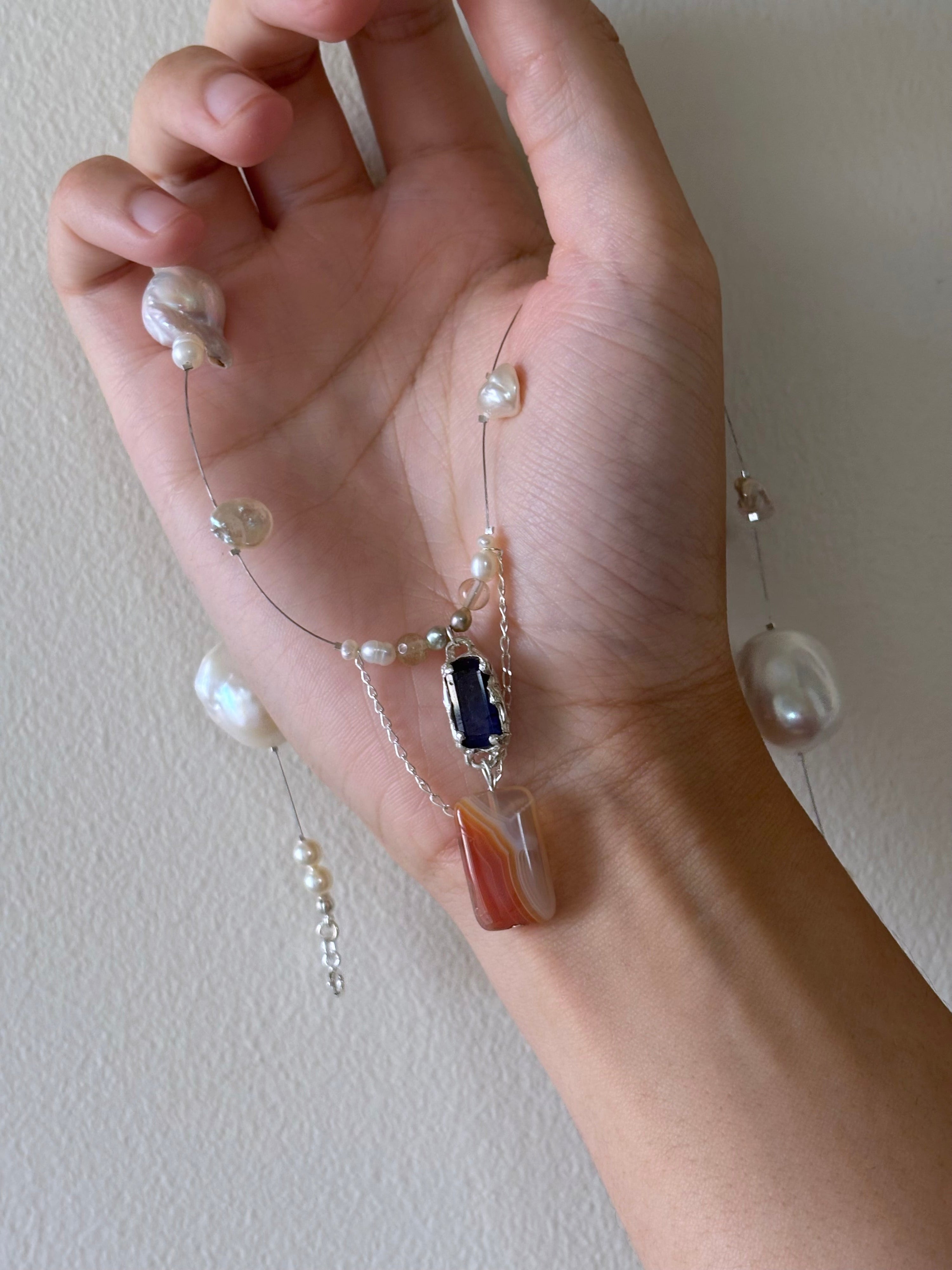 Tidal relic necklace - blue sapphire i