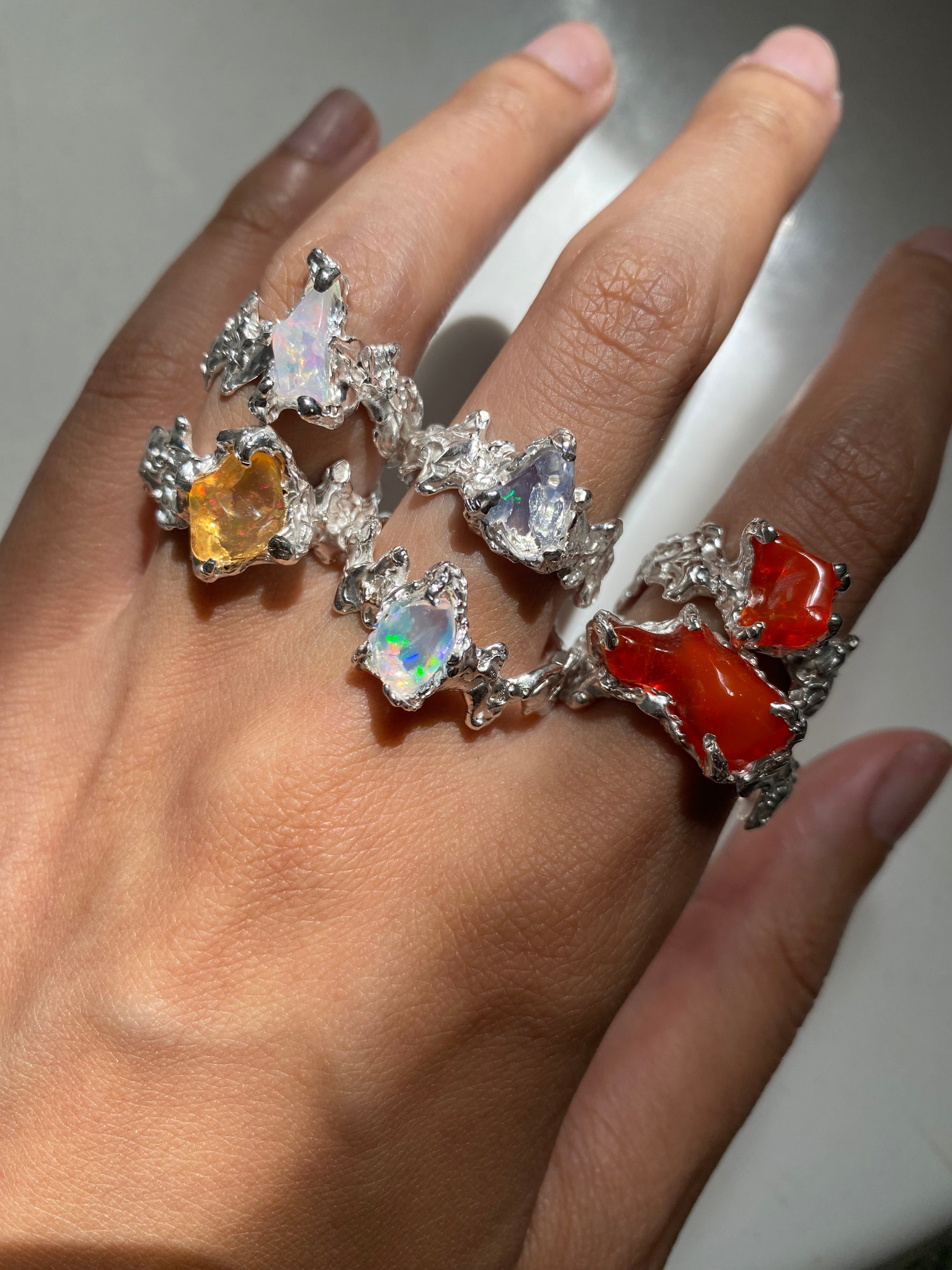Ignite ring - mexican opal - clear/silver