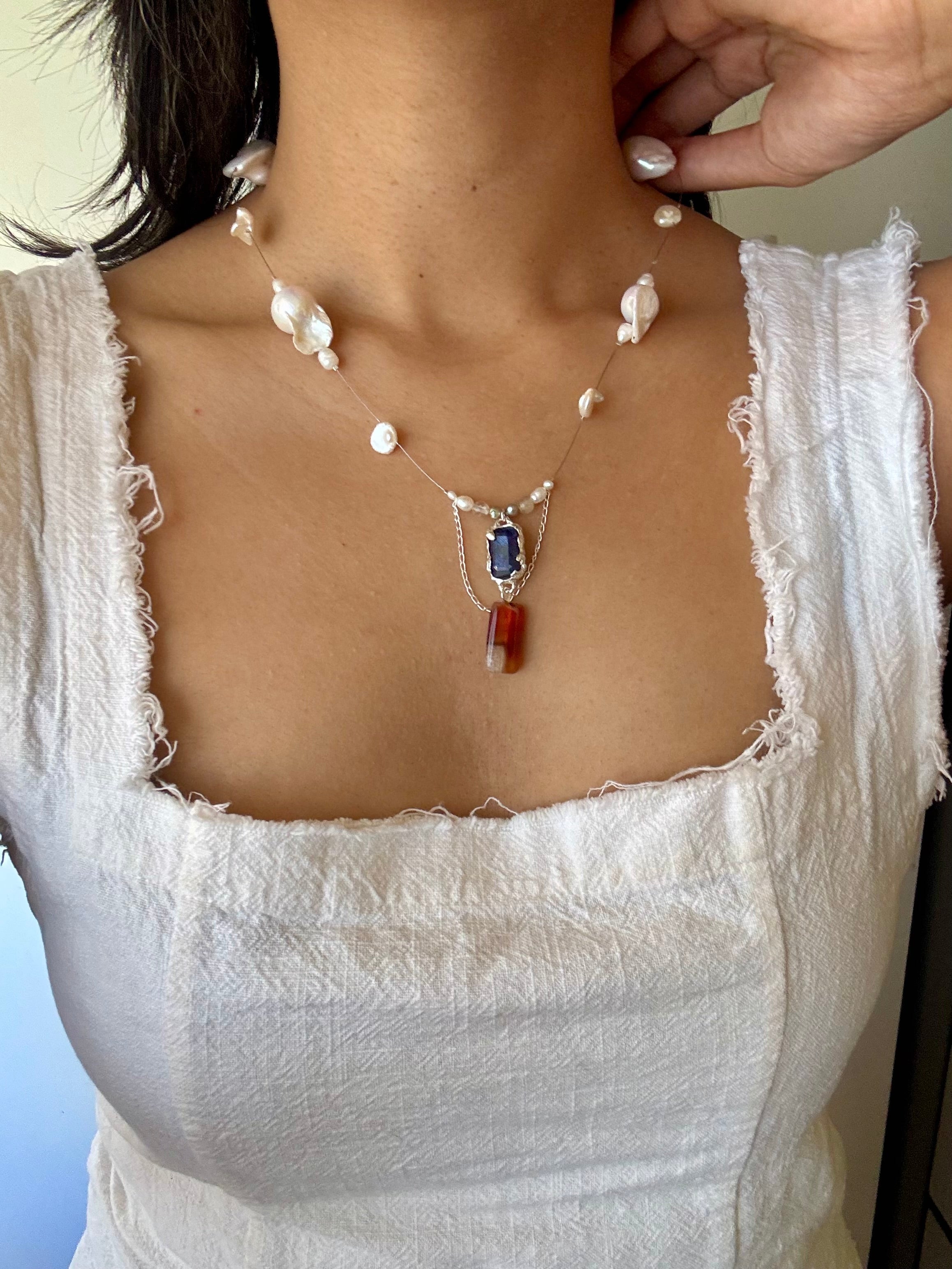 Tidal relic necklace - blue sapphire ii