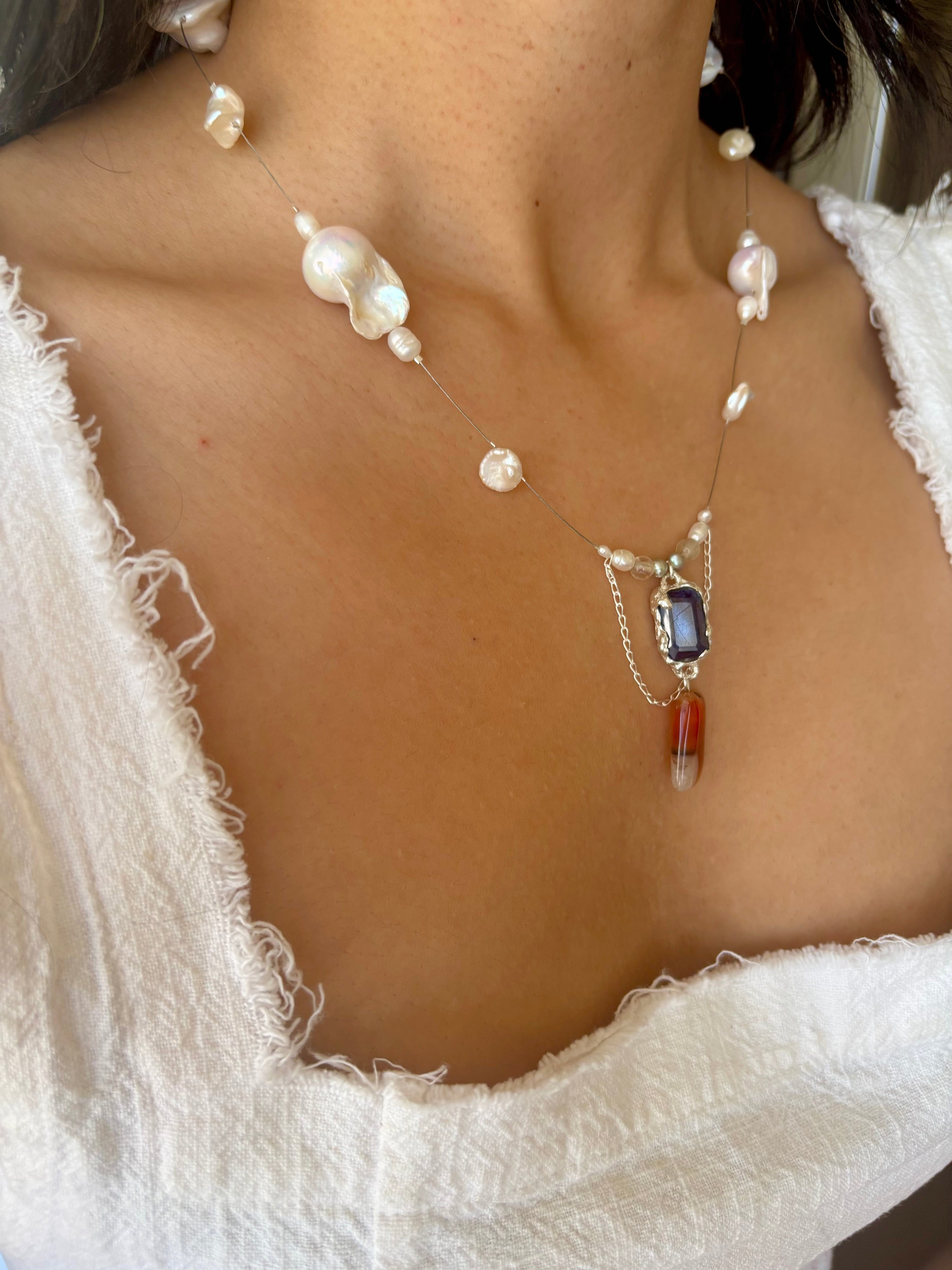 Tidal relic necklace - blue sapphire ii