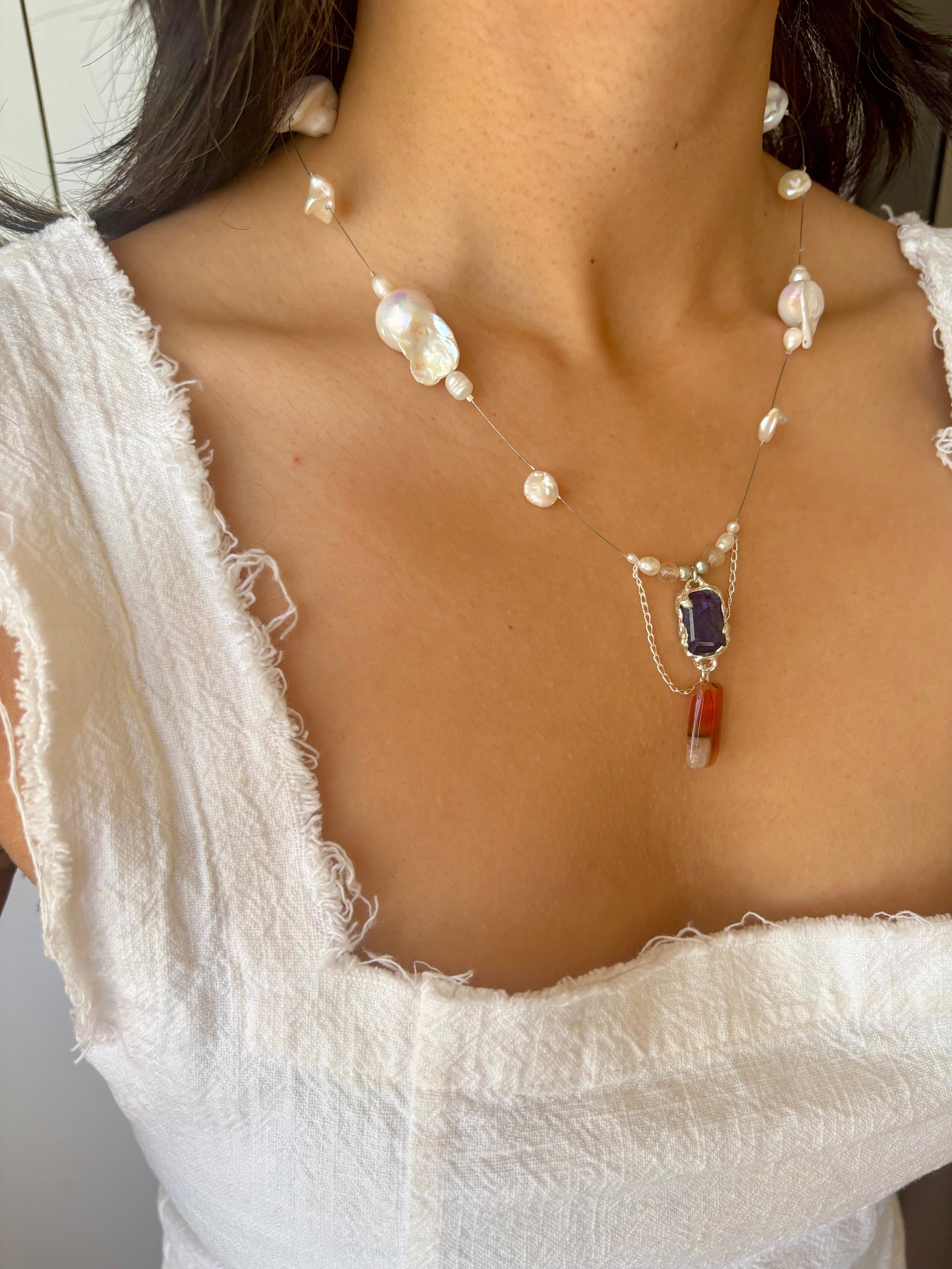 Tidal relic necklace - blue sapphire ii
