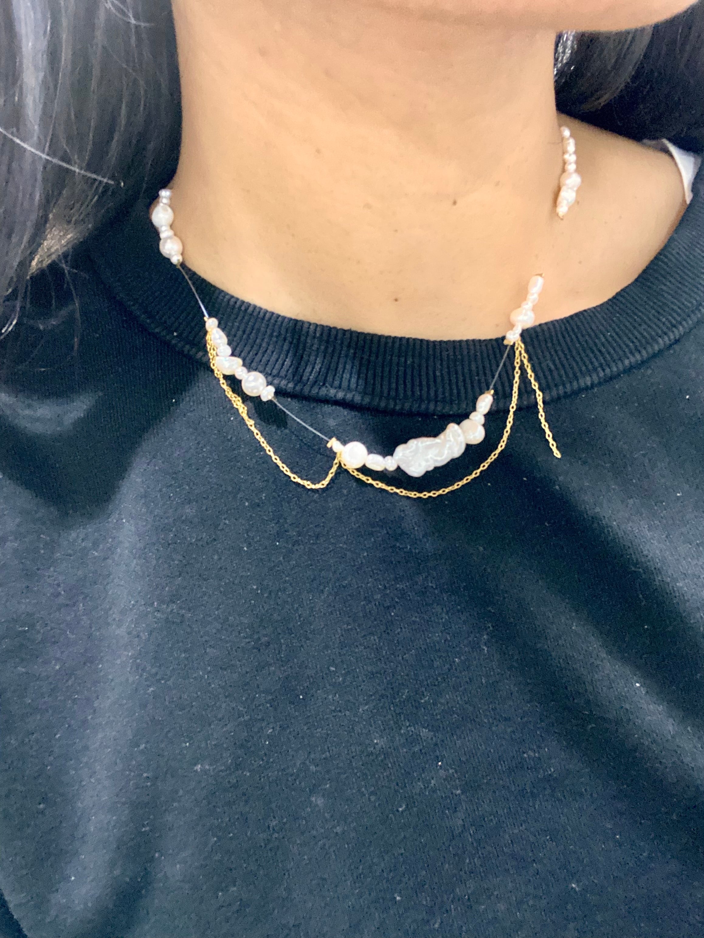 Flashing lights necklace - white/gold