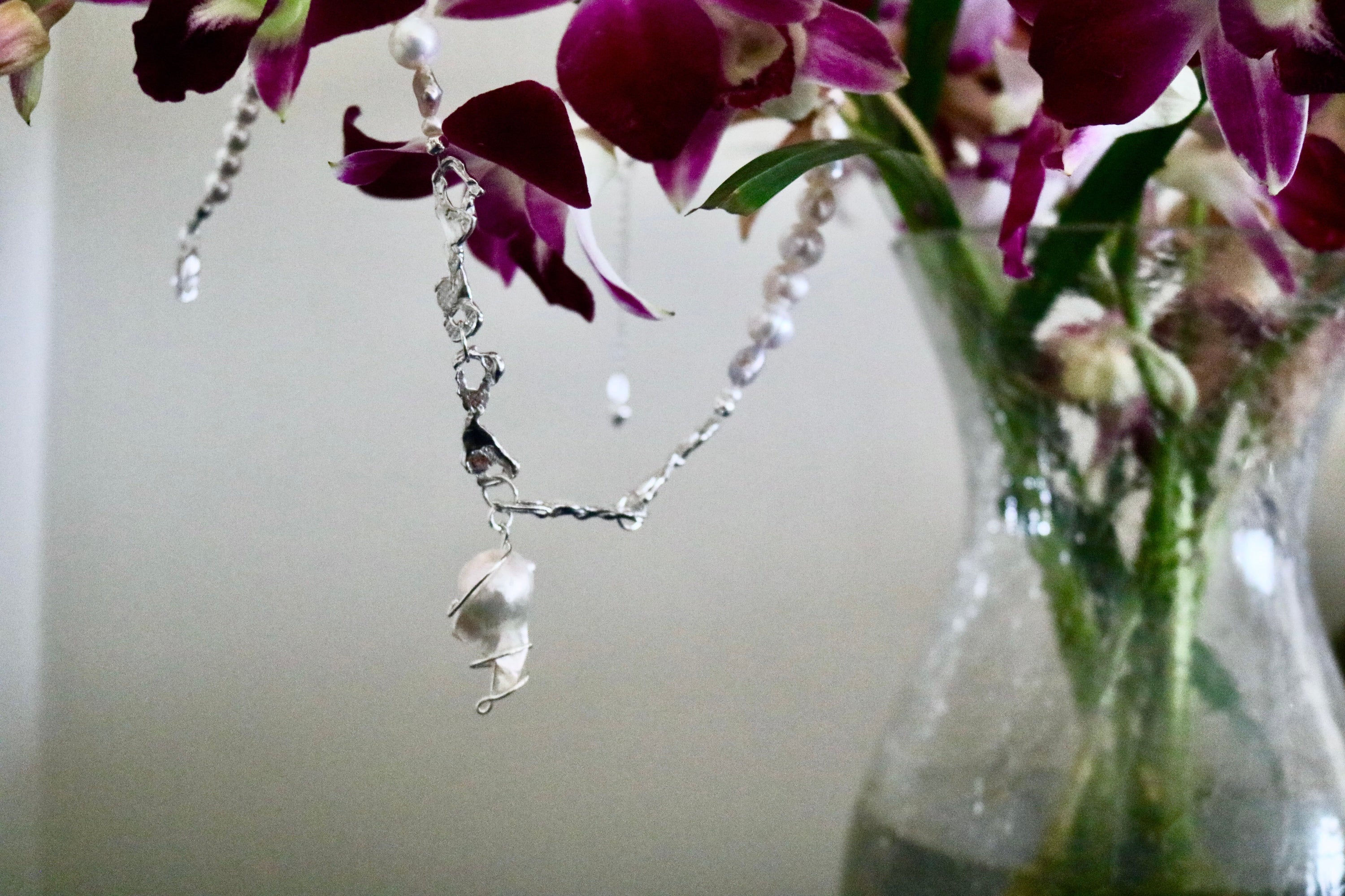 Darling silver necklace - white