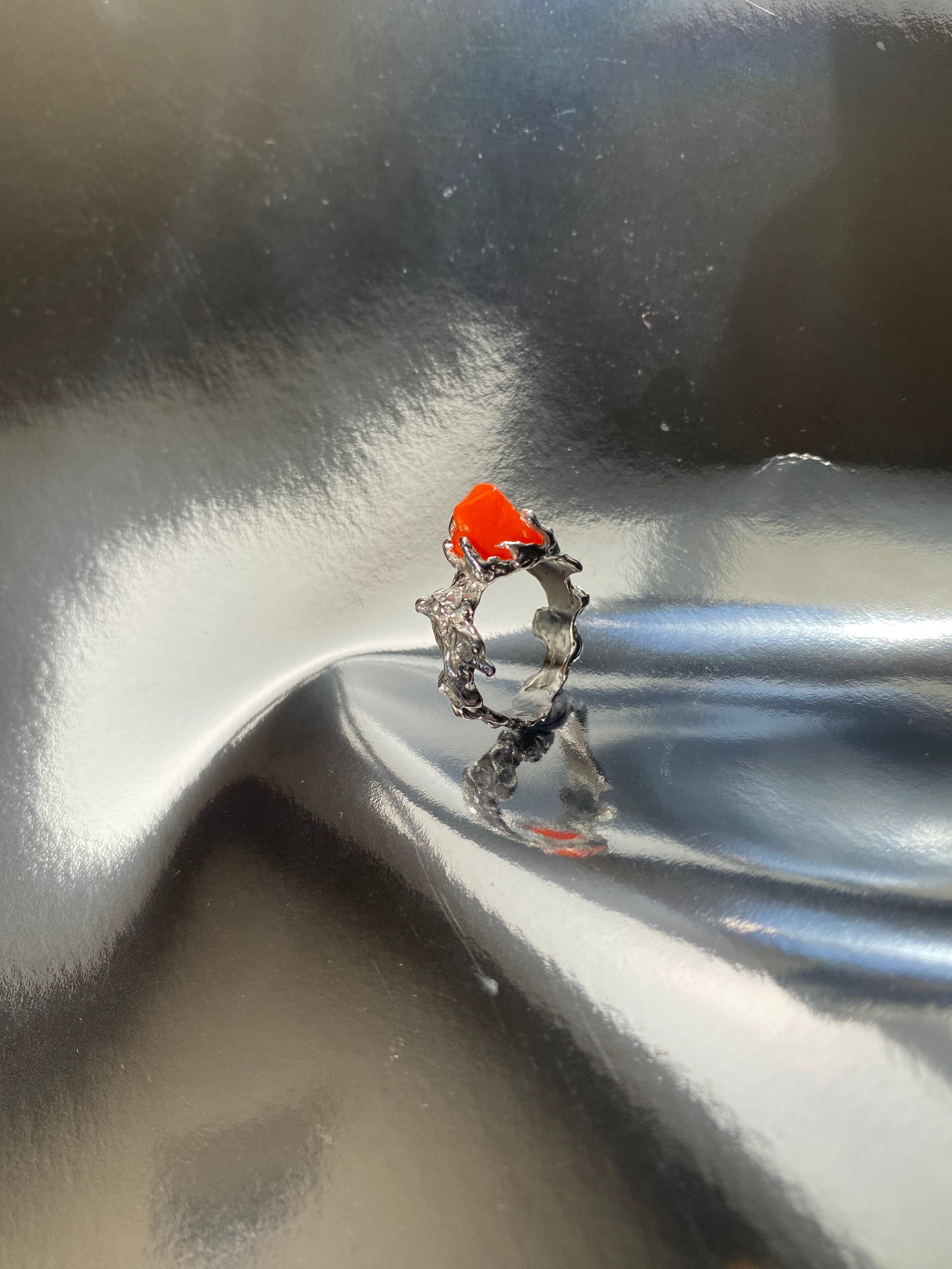 Ignite ring - mexican opal - orange/silver