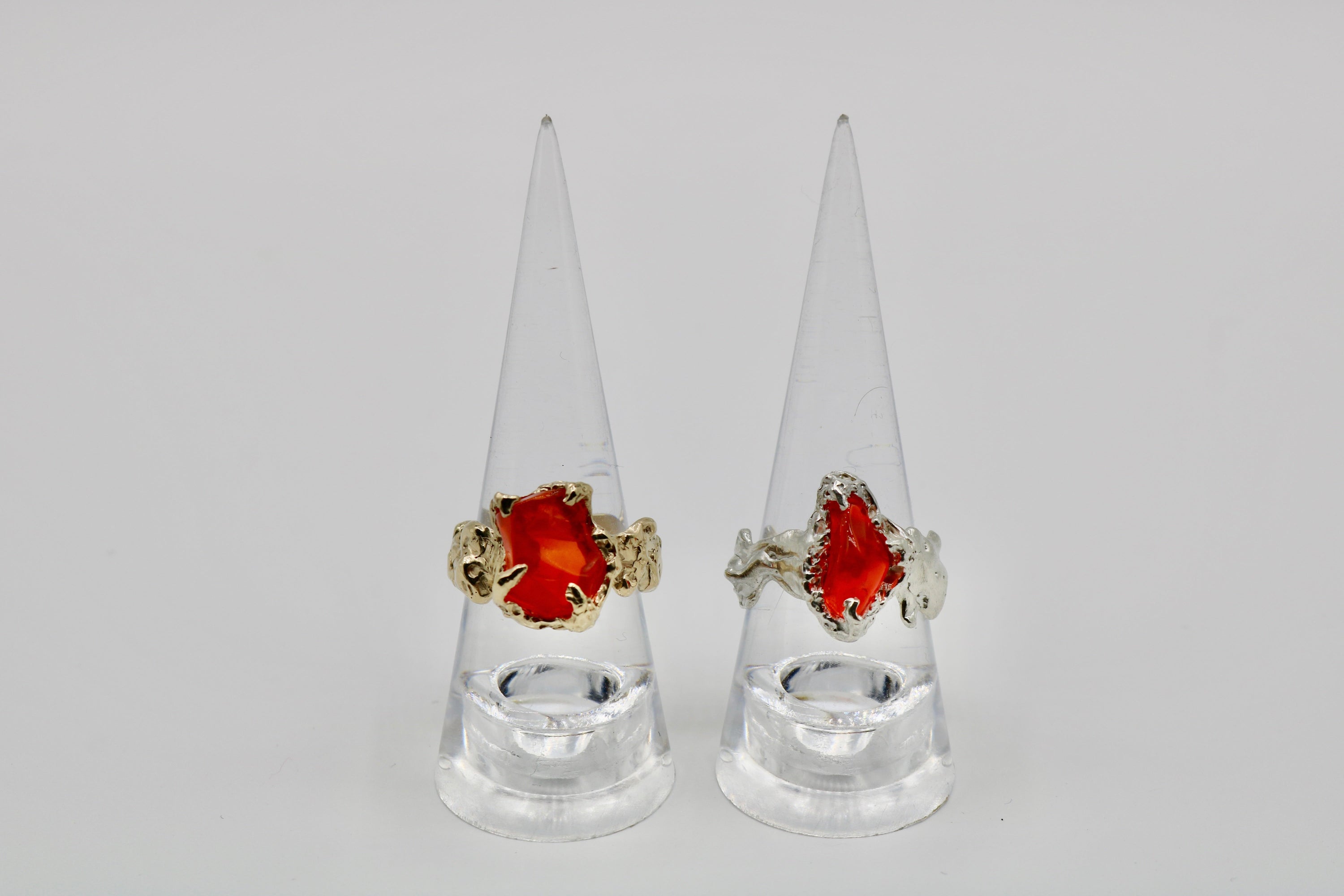 Ignite ring - mexican opal - orange/silver